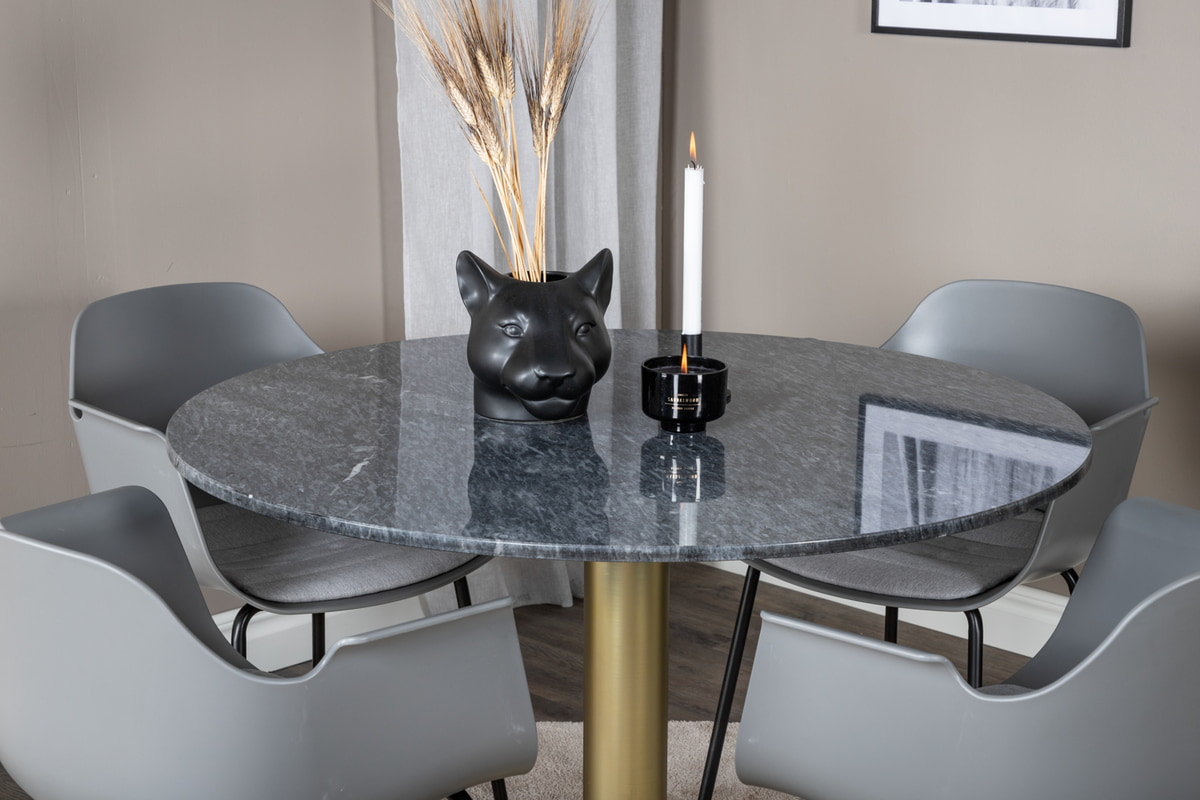 Nohr Ronde Eettafel 'Lenton' Marmer, 106cm, kleur Donkergrijs/Goud