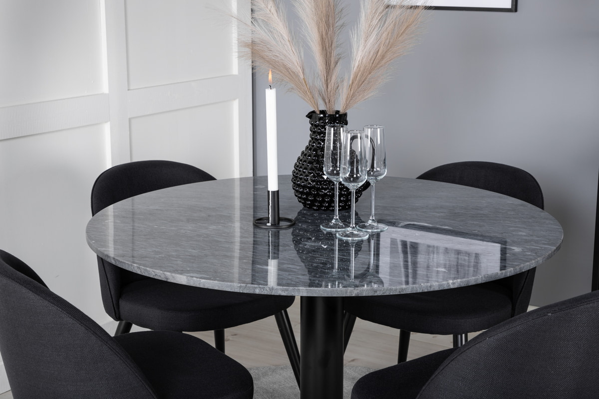 Nohr Ronde Eettafel 'Lenton' Marmer, 106cm, kleur Donkergrijs