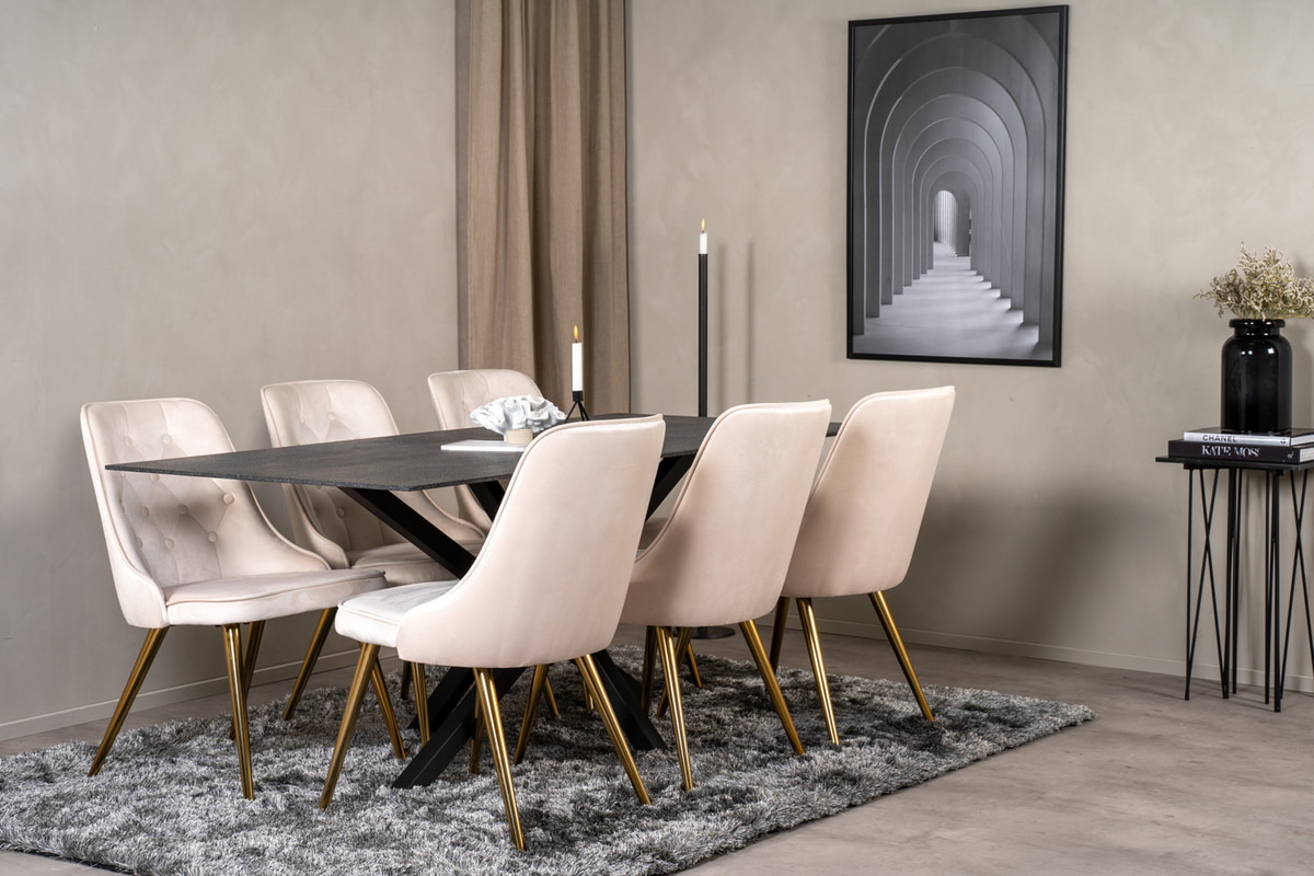Nohr Eetkamerstoel 'Damar' Velvet, kleur Beige