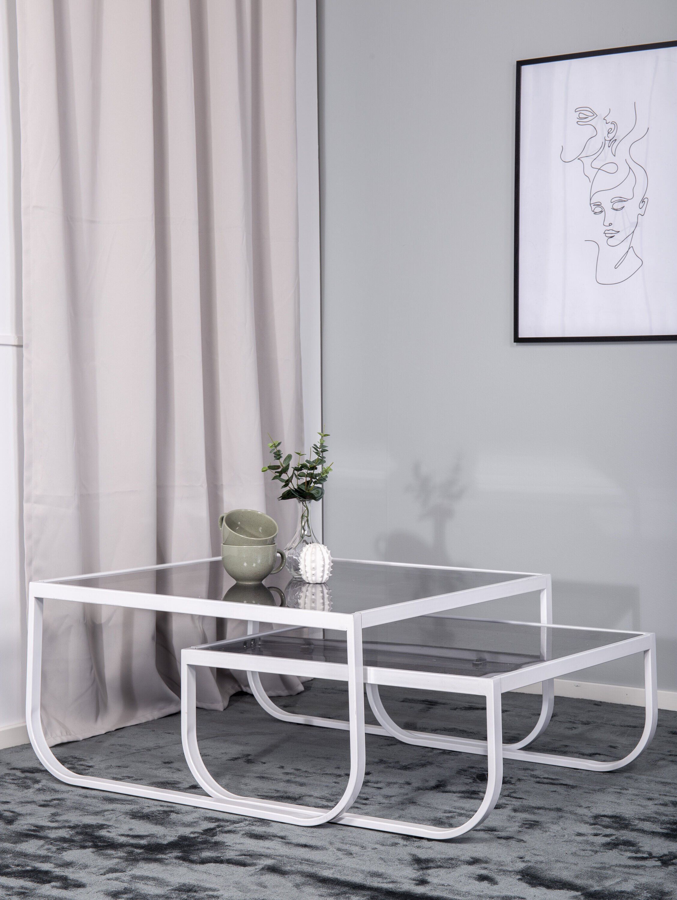 Nohr Vierkante Salontafel Ira Glas, 81 x 81cm - Wit