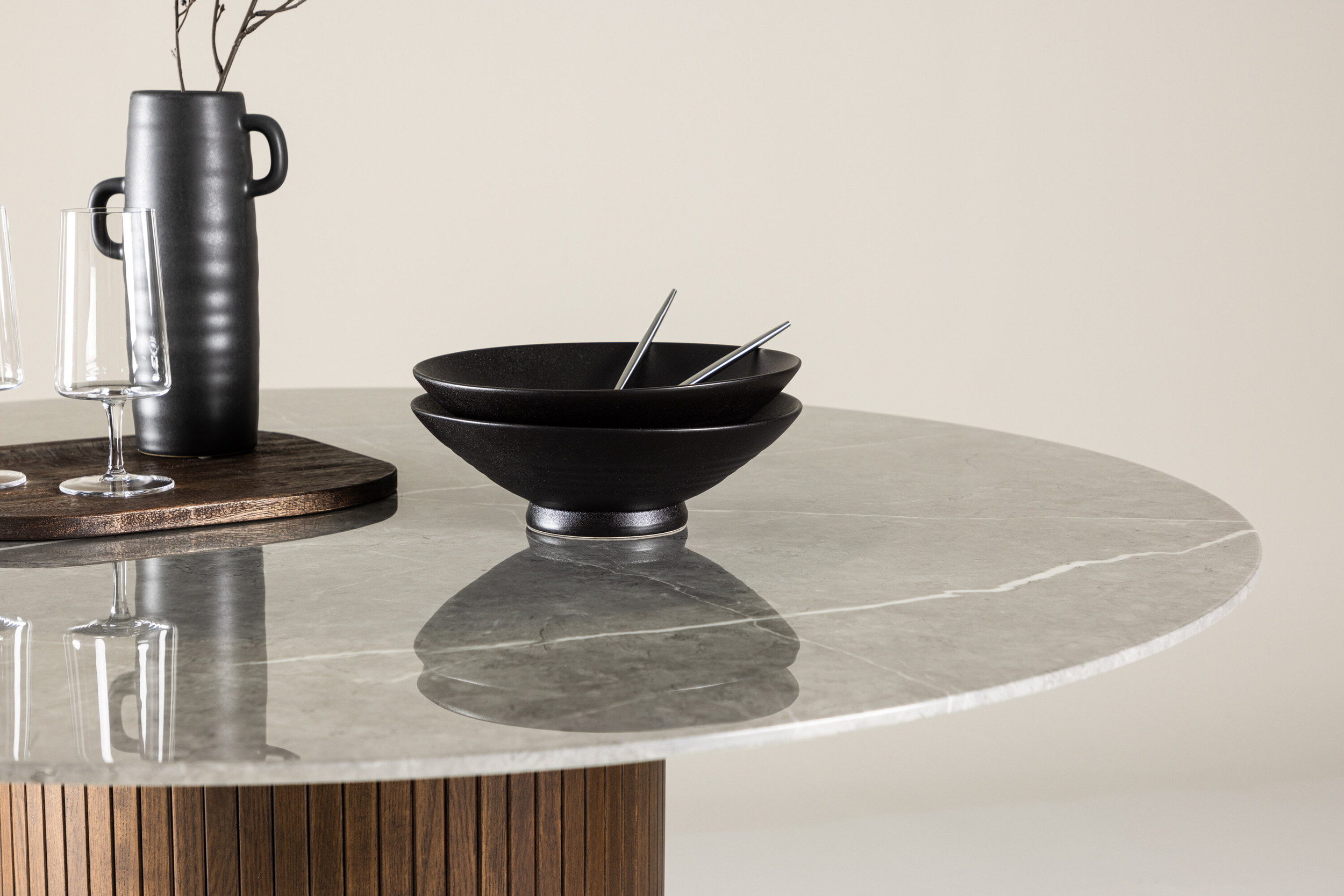 Nohr Ronde Eettafel 'Audrin' Glas met marmerlook, 120cm