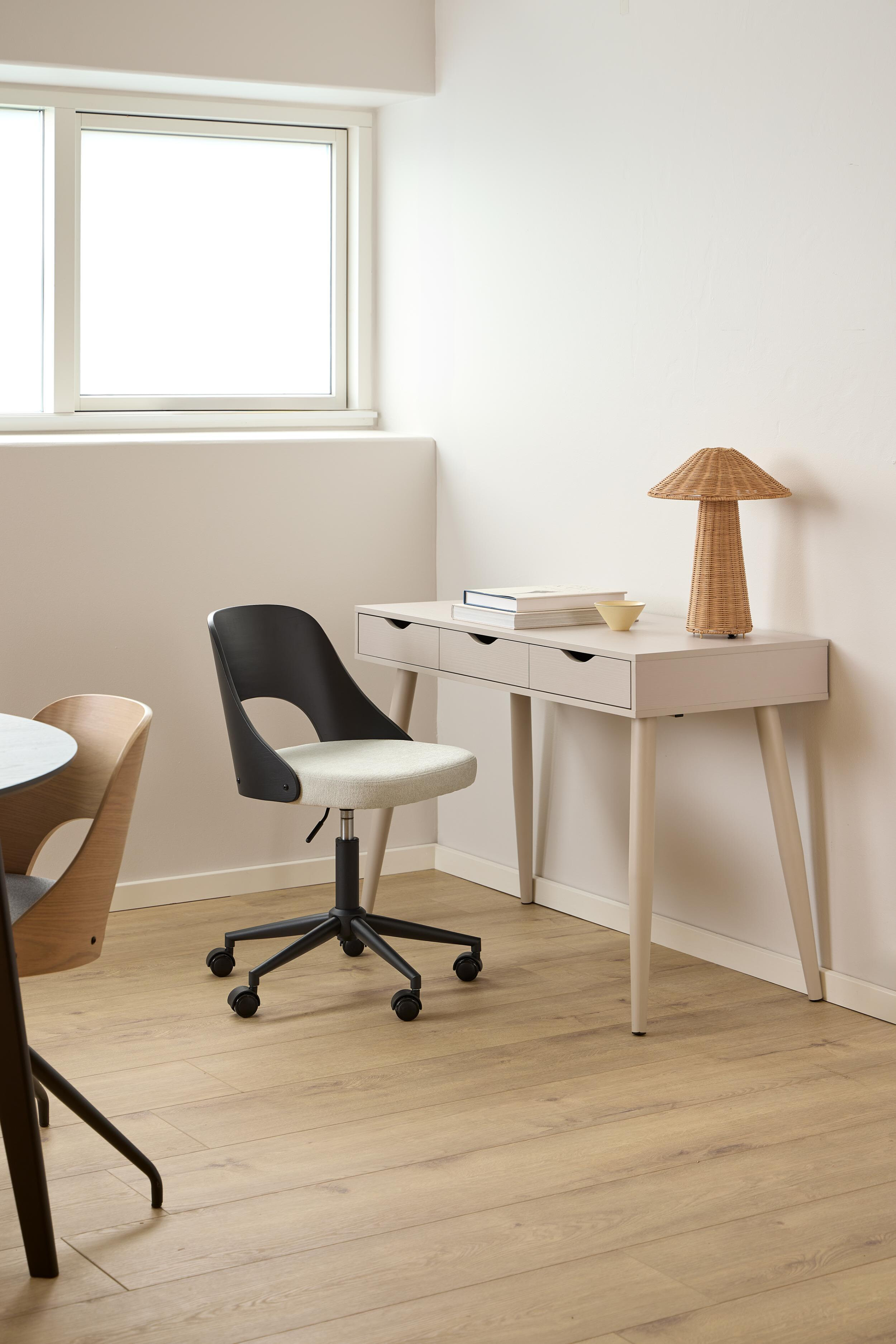 Bendt Bureaustoel 'Vila' Eiken en chenille, kleur Beige/Zwart