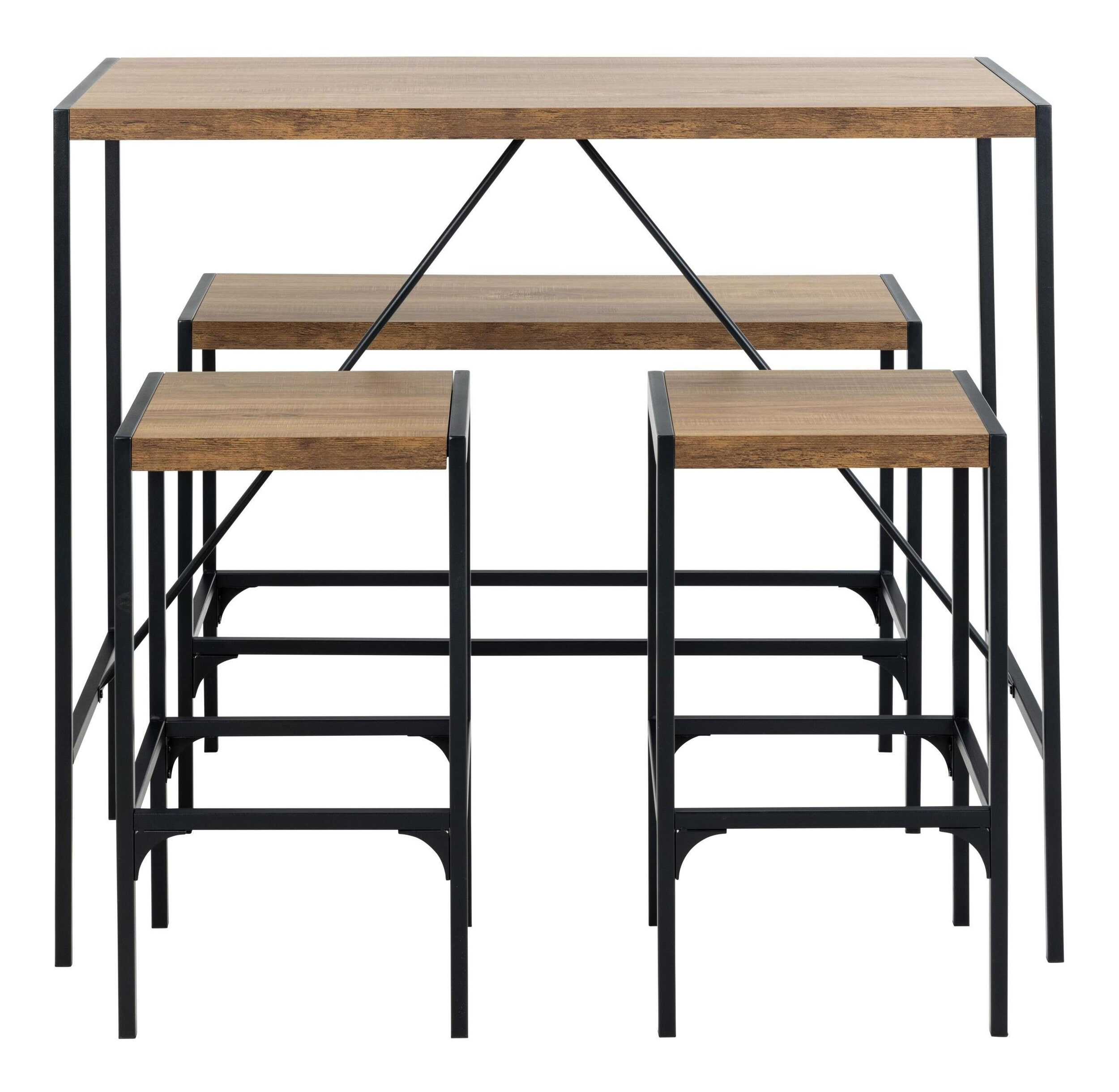 Bendt Bartafel set 'Deryk' Eikenlook, Met 2 barstoelen en bankje