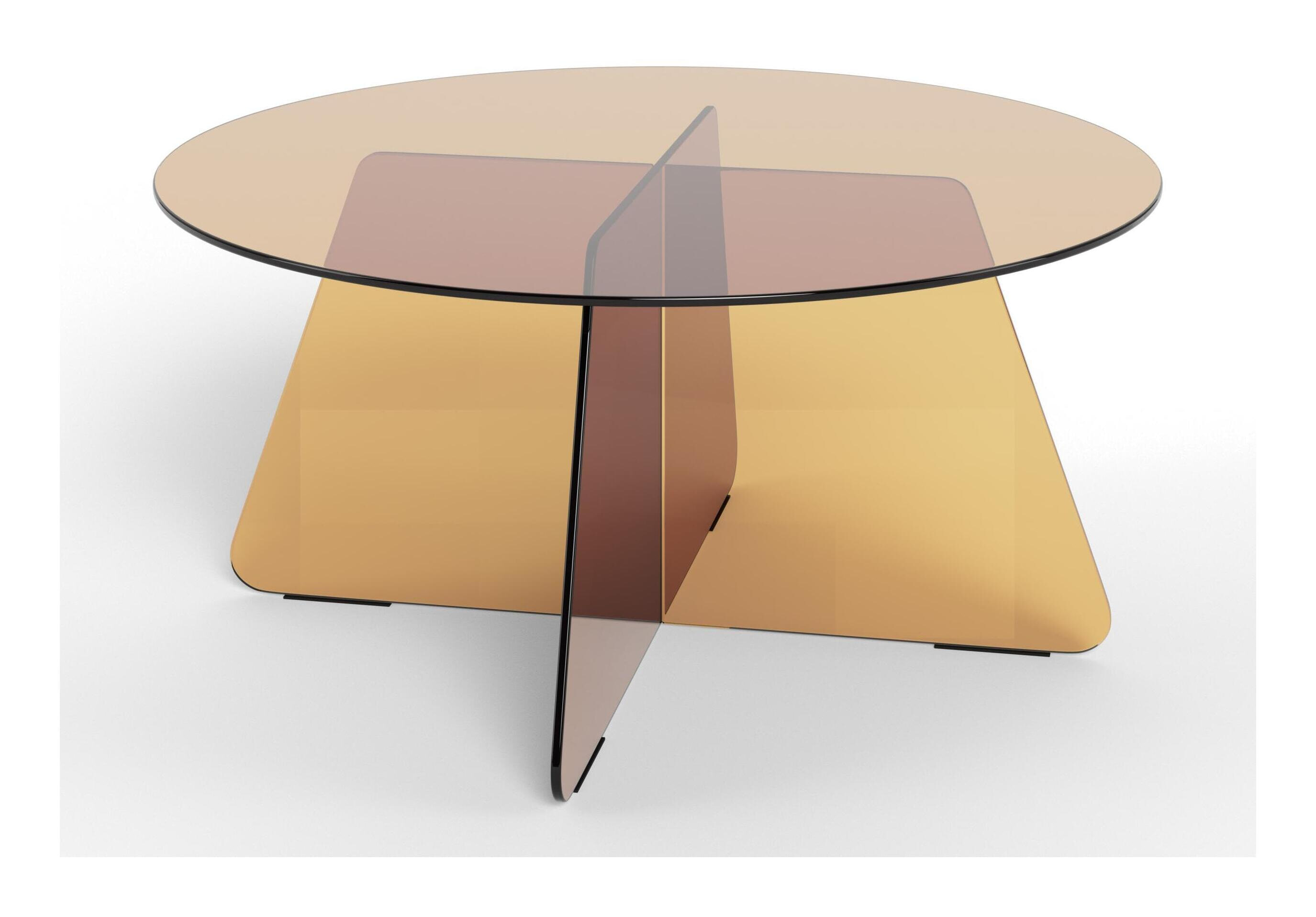 Bendt Ronde Salontafel Coutney Glas, 80cm - Bruin