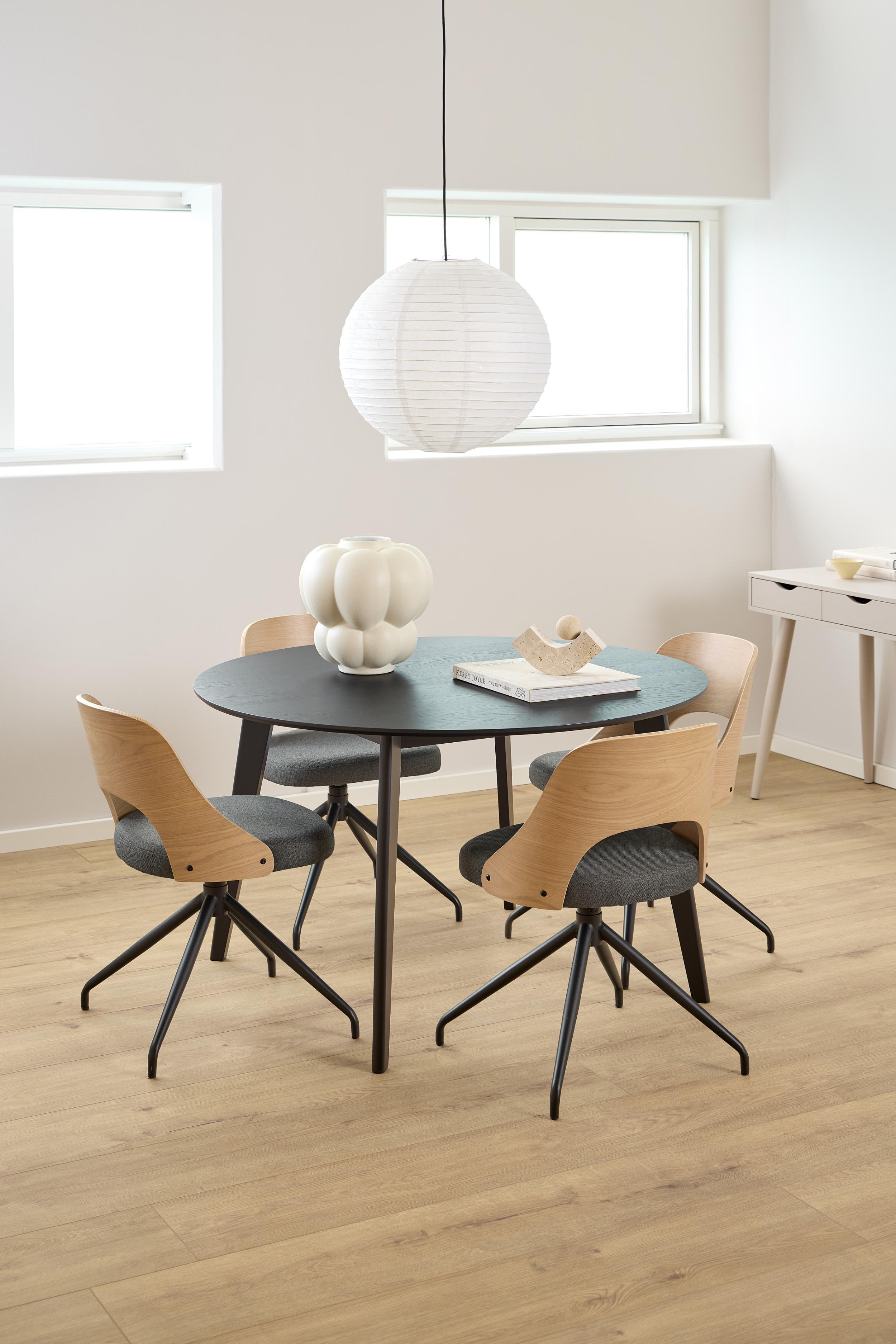 Bendt Ronde Eettafel 'Torkil' 120cm Eikenfineer, kleur Zwart
