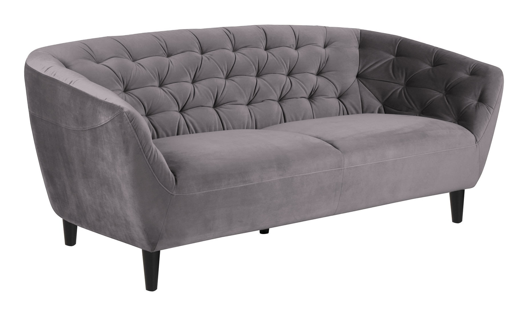 Bendt Bank 'Loes' 3-zits, Velvet, kleur donkergrijs