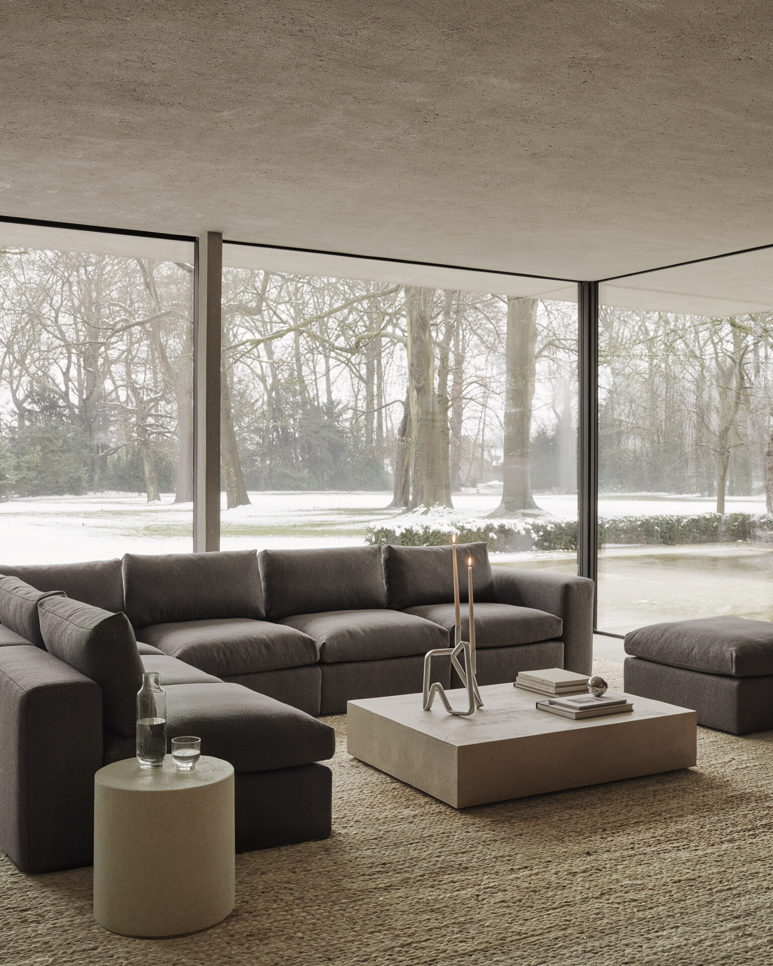 Ethnicraft Hocker 'Mellow' 80 x 80cm, kleur Granite