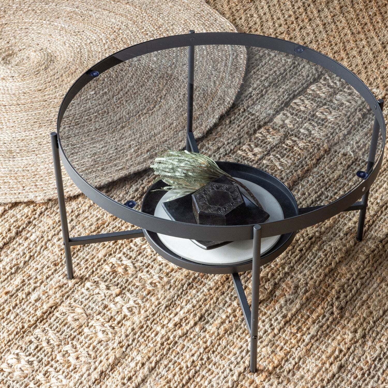 WOOOD Rond Vloerkleed 'Ross' 150cm, kleur Naturel