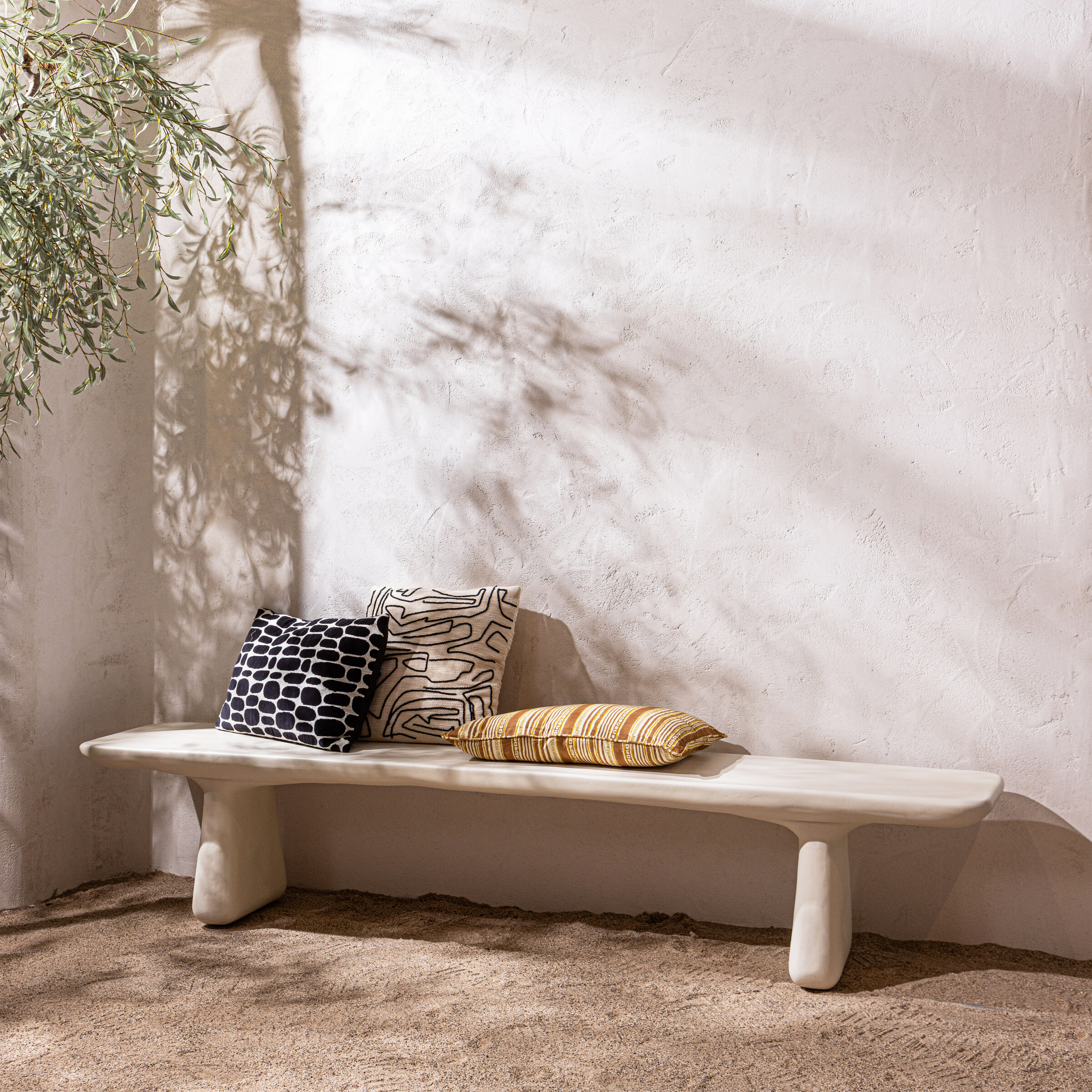 Basiclabel Eetbankje Loggia - Polymeer - Naturel - 45x240x40