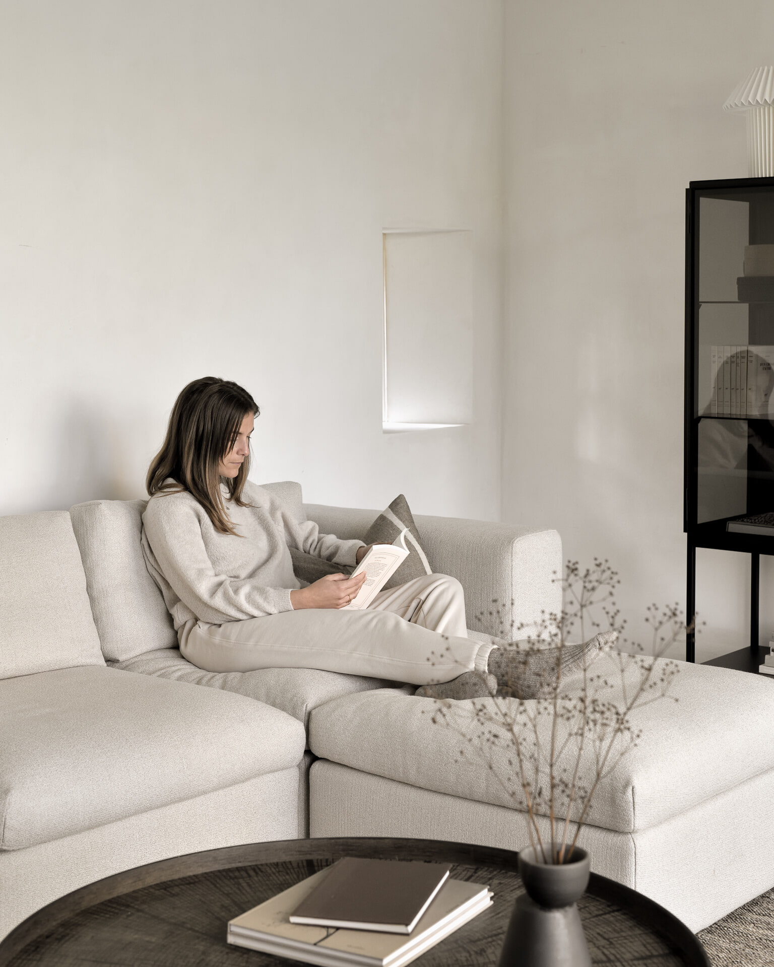 Ethnicraft Hocker 'Mellow' 80 x 80cm, kleur Off White