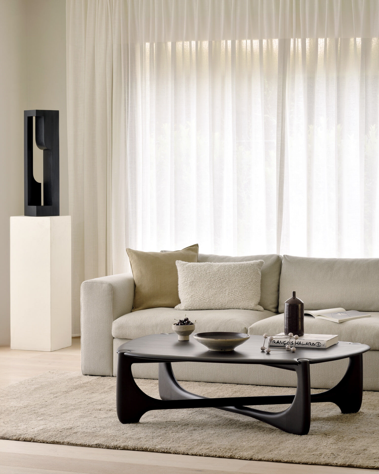 Ethnicraft Vloerkleed 'Dunes' Wol, 250 x 350cm, kleur Komijn