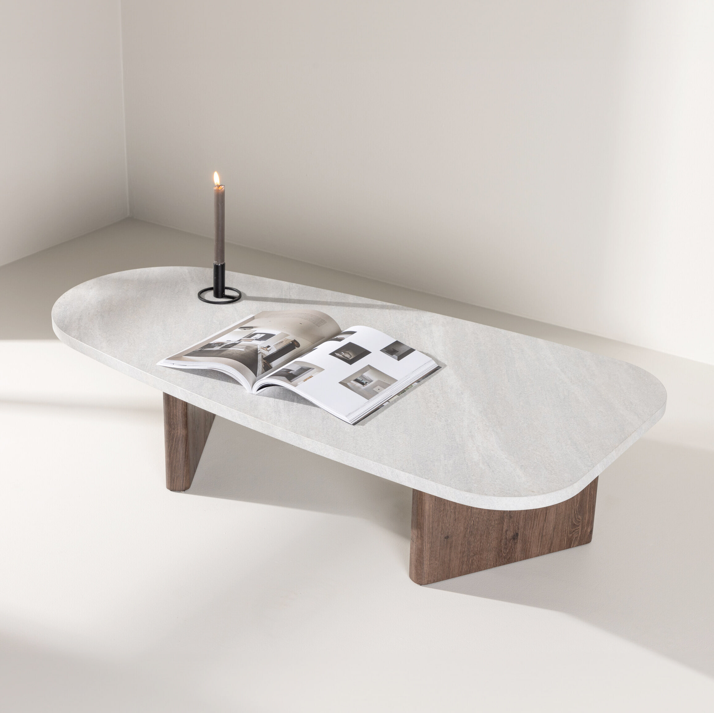 Nohr Organische Salontafel 'Jenea' Betonlook MDF, 130 x 65cm