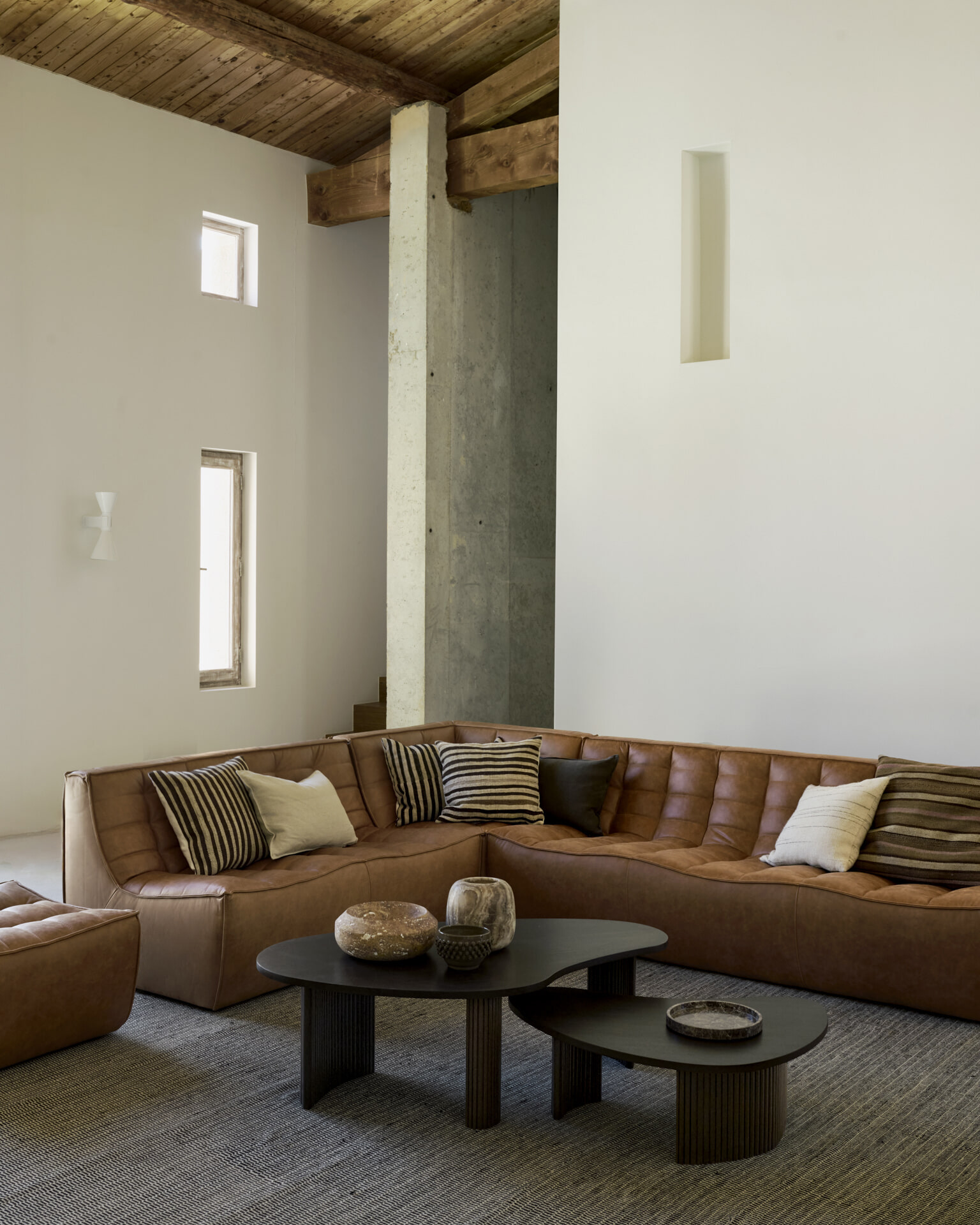 Ethnicraft Modulaire Bank 'N701' Leder, 2-zits, kleur Old Saddle