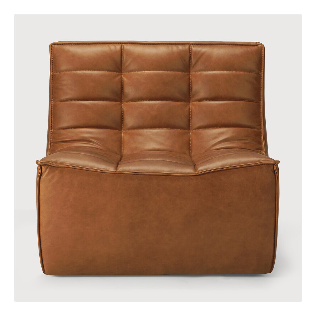 Ethnicraft Modulaire Bank 'N701' Leder, 1-zits, kleur Old Saddle