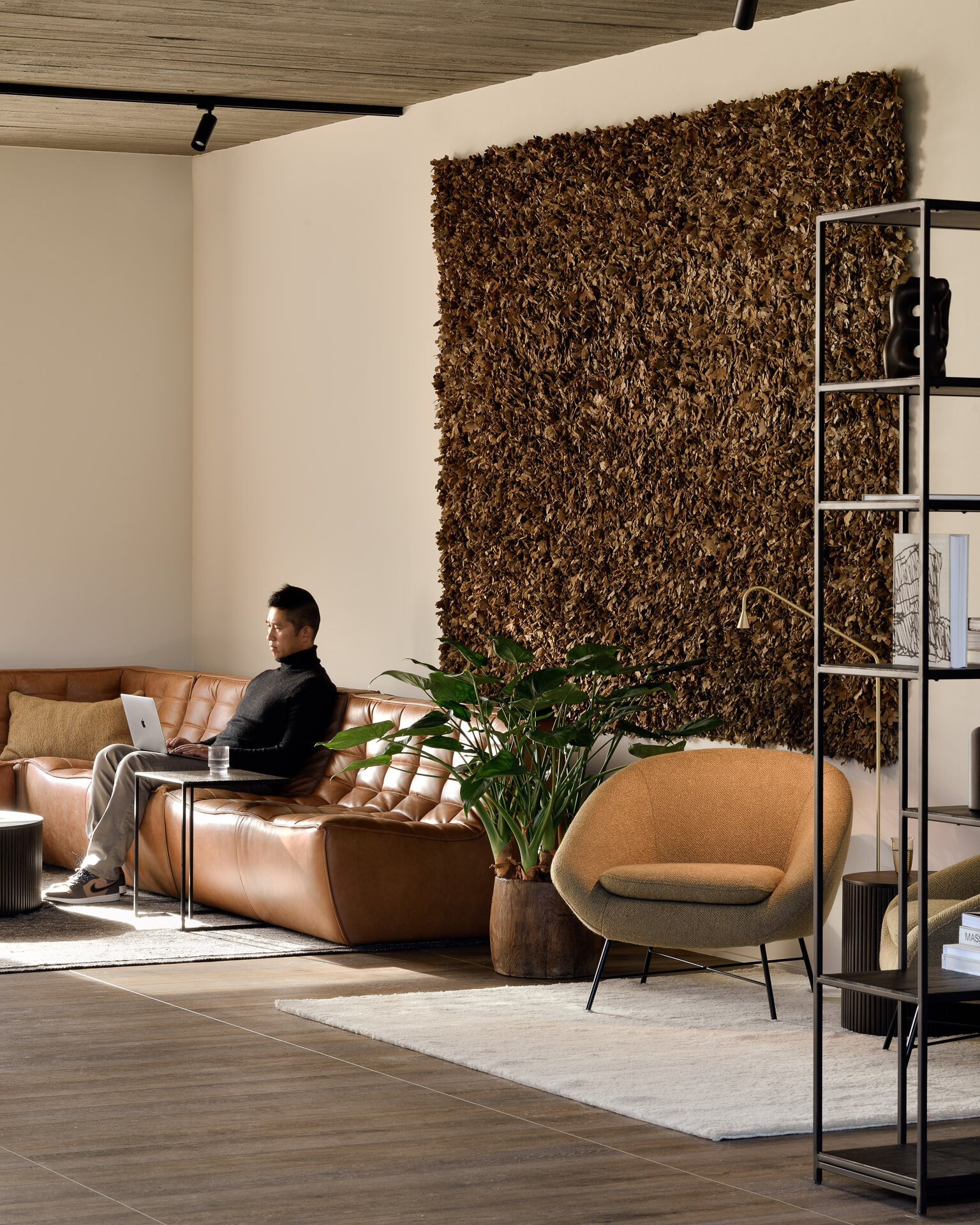 Ethnicraft Modulaire Bank 'N701' Leder, 2-zits, kleur Old Saddle