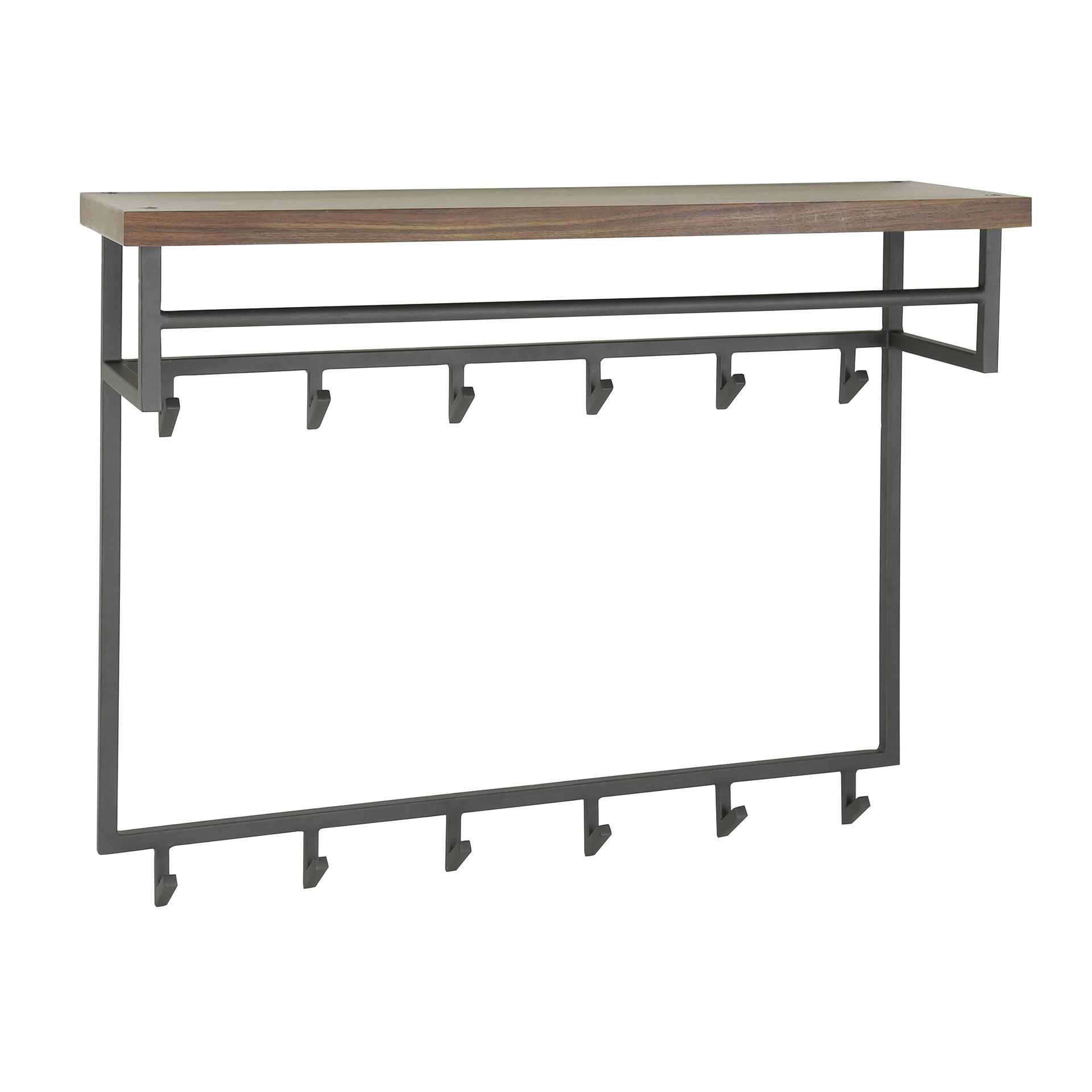 LifestyleFurn Kapstok 'Amadou' Saja notenhout, met 12 haken en plank