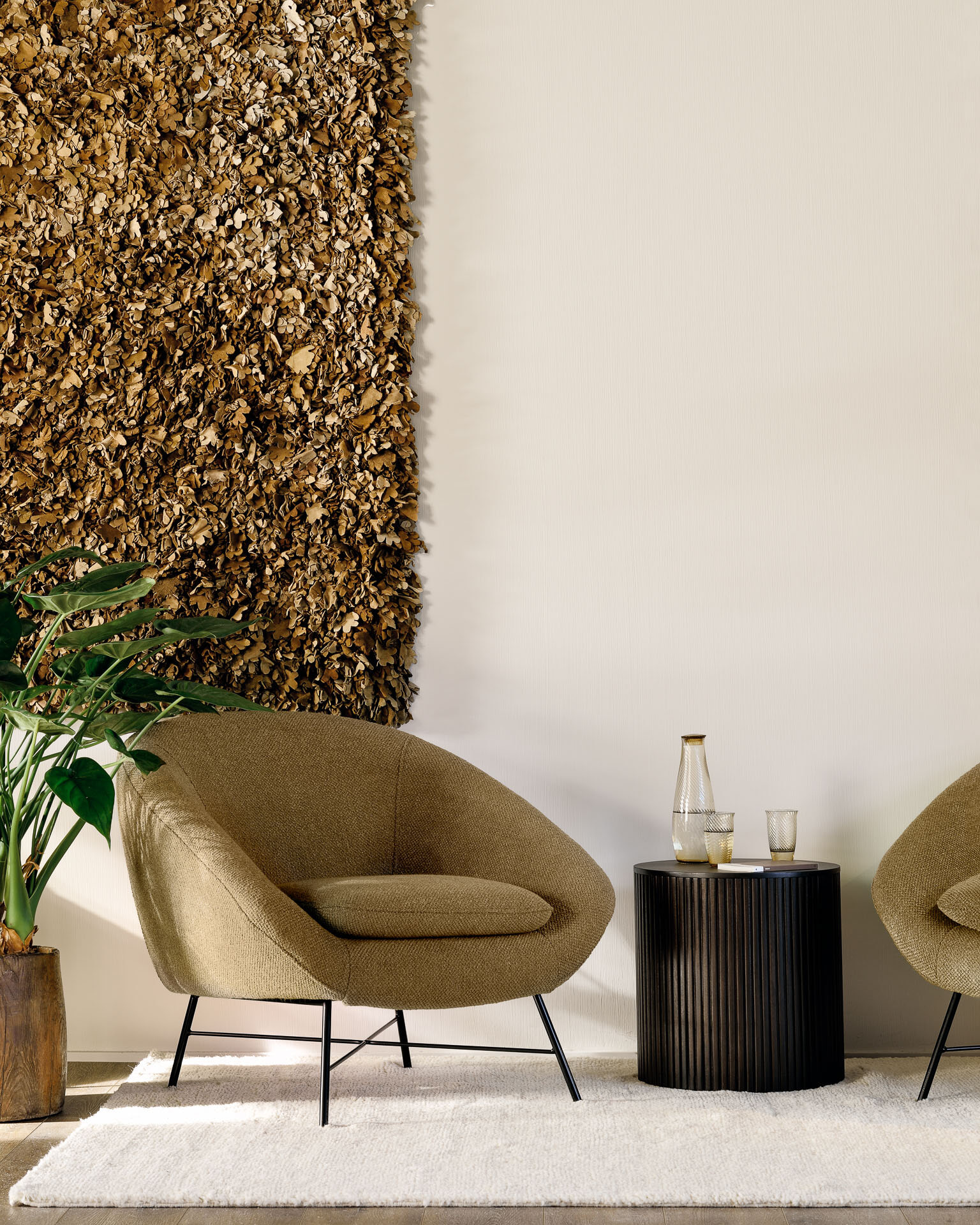 Ethnicraft Fauteuil 'Barrow' Structuurstof, kleur Ginger