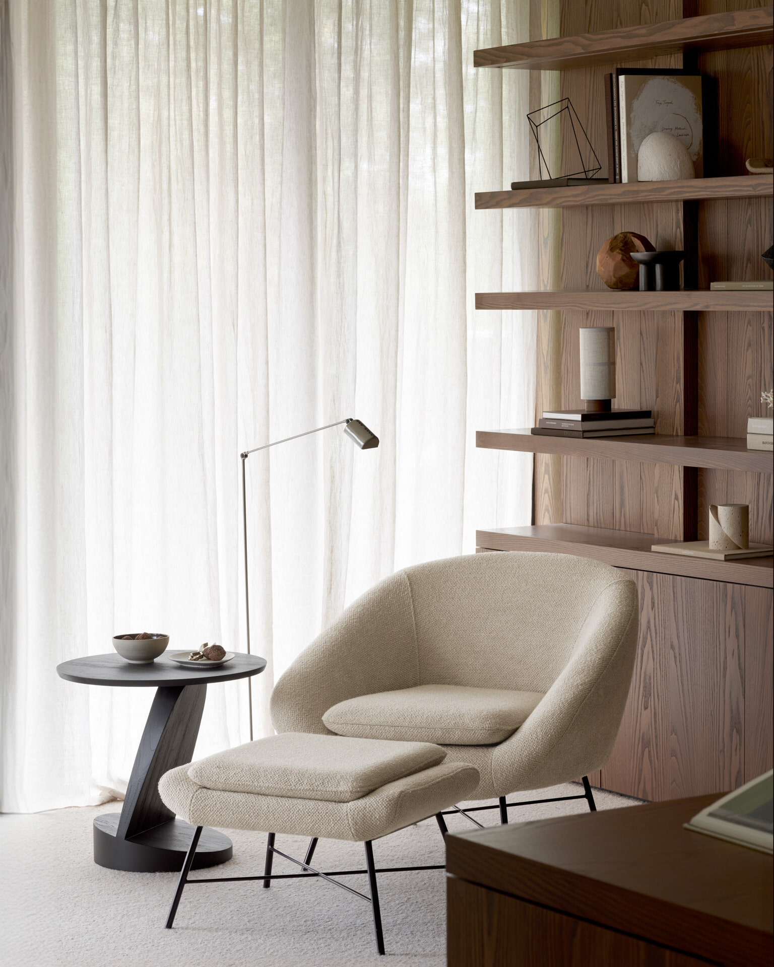 Ethnicraft Fauteuil 'Barrow' Structuurstof, kleur Off White