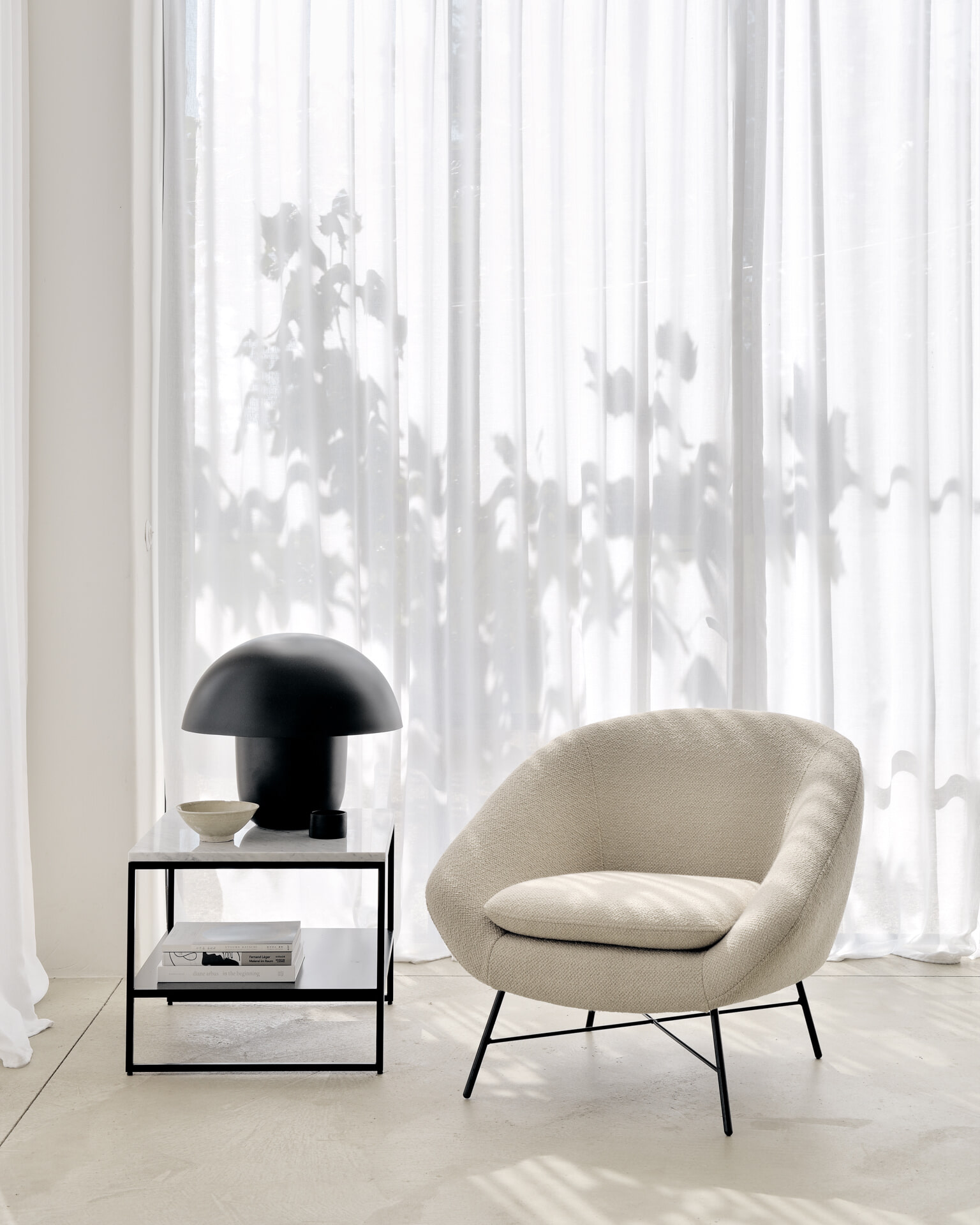 Ethnicraft Fauteuil 'Barrow' Structuurstof, kleur Off White