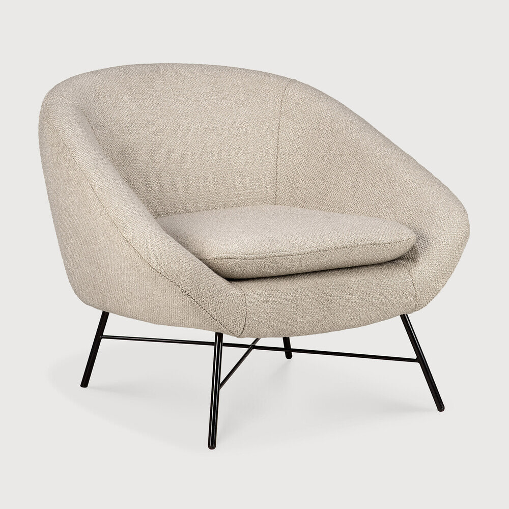 Ethnicraft Fauteuil 'Barrow' Structuurstof, kleur Off White