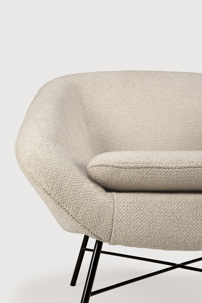 Ethnicraft Fauteuil 'Barrow' Structuurstof, kleur Off White