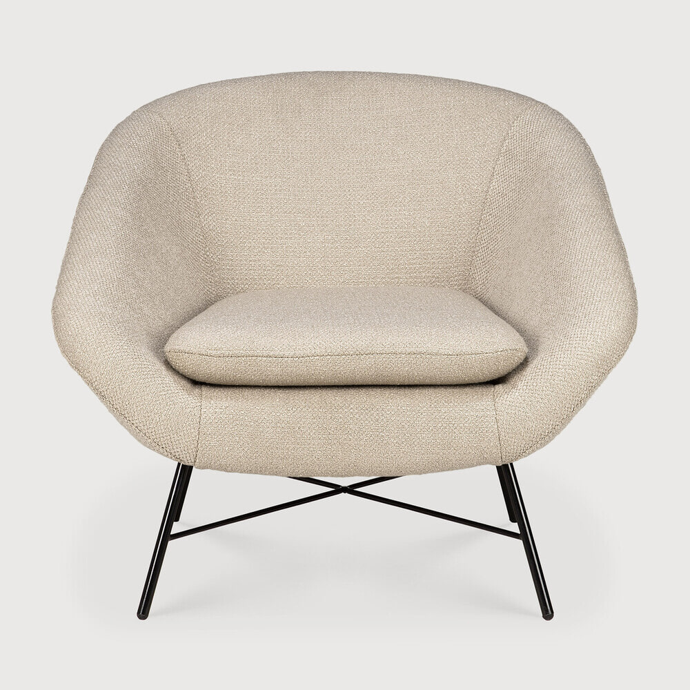 Ethnicraft Fauteuil 'Barrow' Structuurstof, kleur Off White