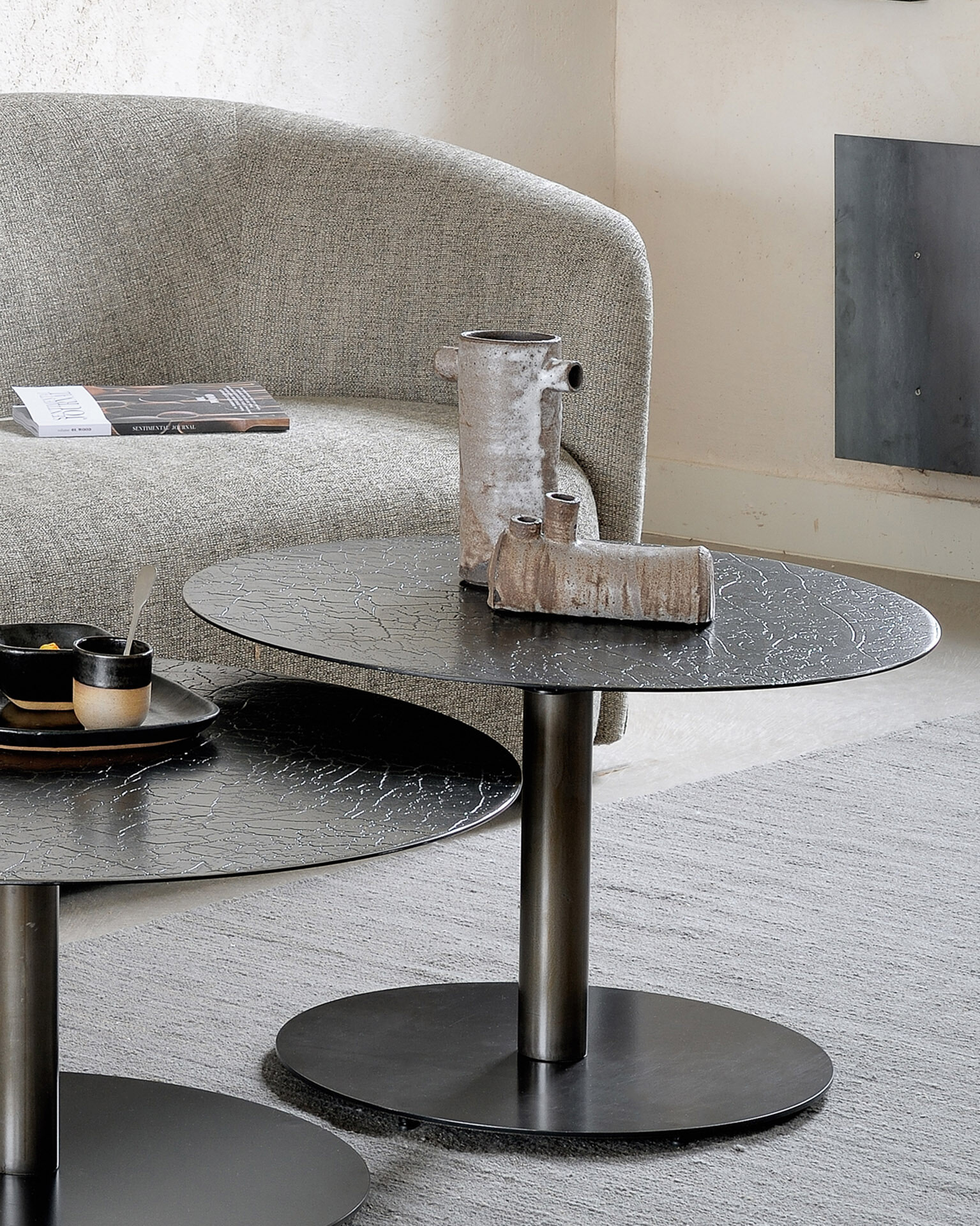 Ethnicraft 3-zits Bank 'Ellipse' Geweven stof, kleur Ash