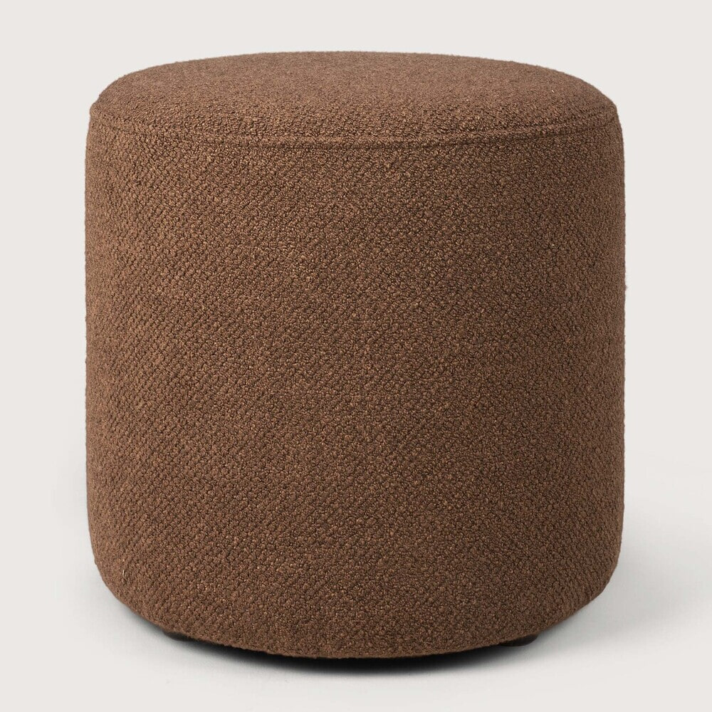 Ethnicraft Poef 'Barrow' 40cm, Structuurstof, kleur Koper