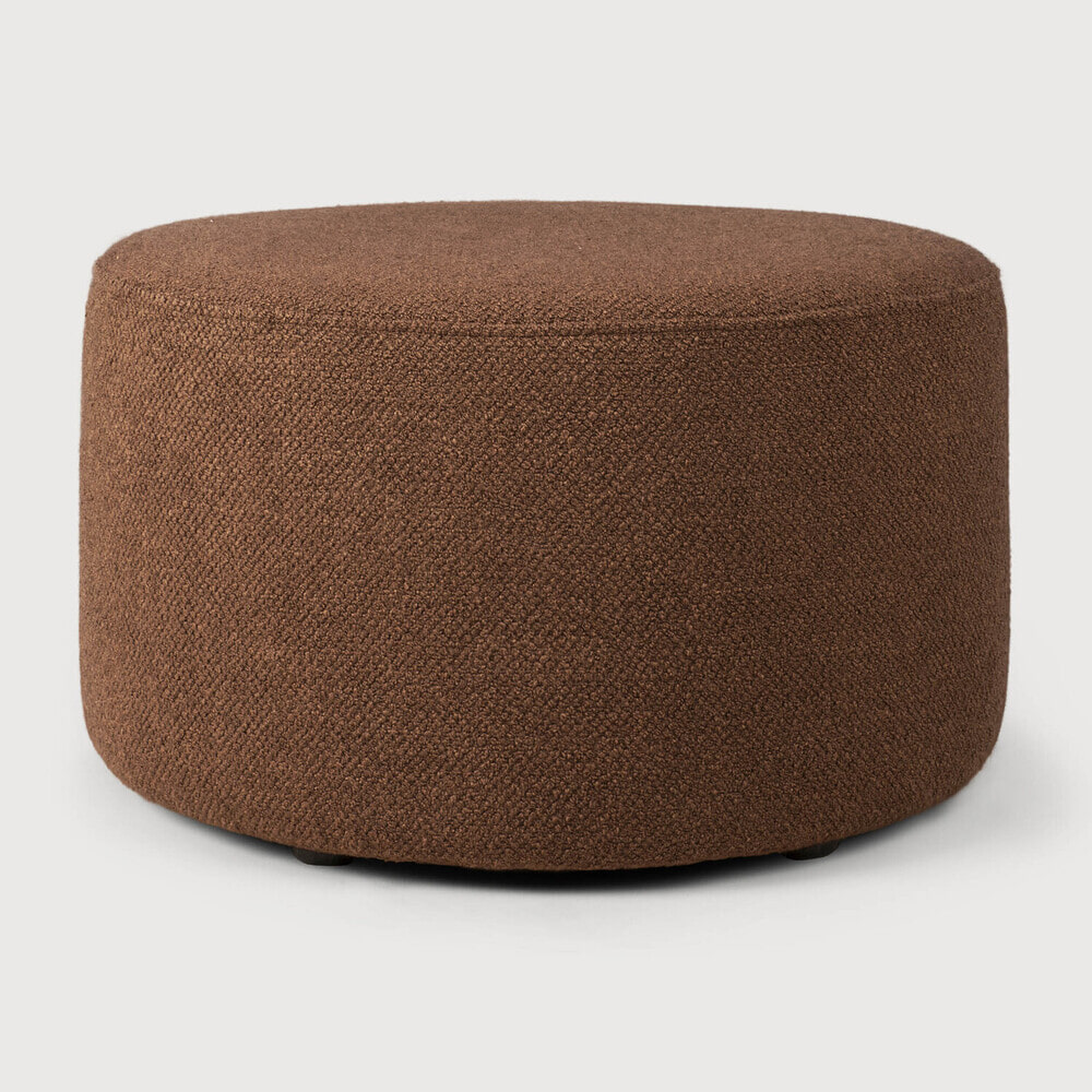 Ethnicraft Poef 'Barrow' 60cm, Structuurstof, kleur Koper