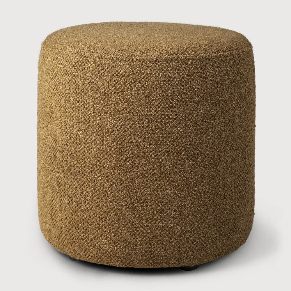 Ethnicraft Poef 'Barrow' 40cm, Structuurstof, kleur Ginger