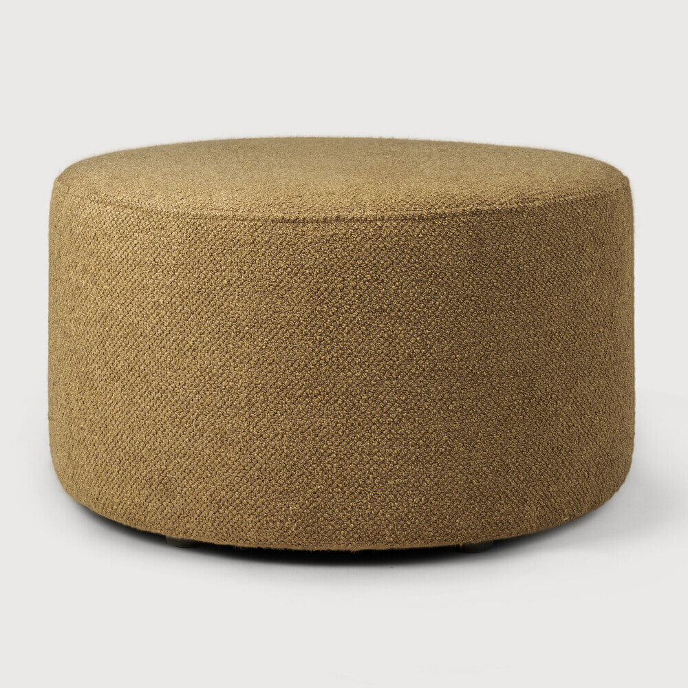 Ethnicraft Poef 'Barrow' 60cm, Structuurstof, kleur Ginger