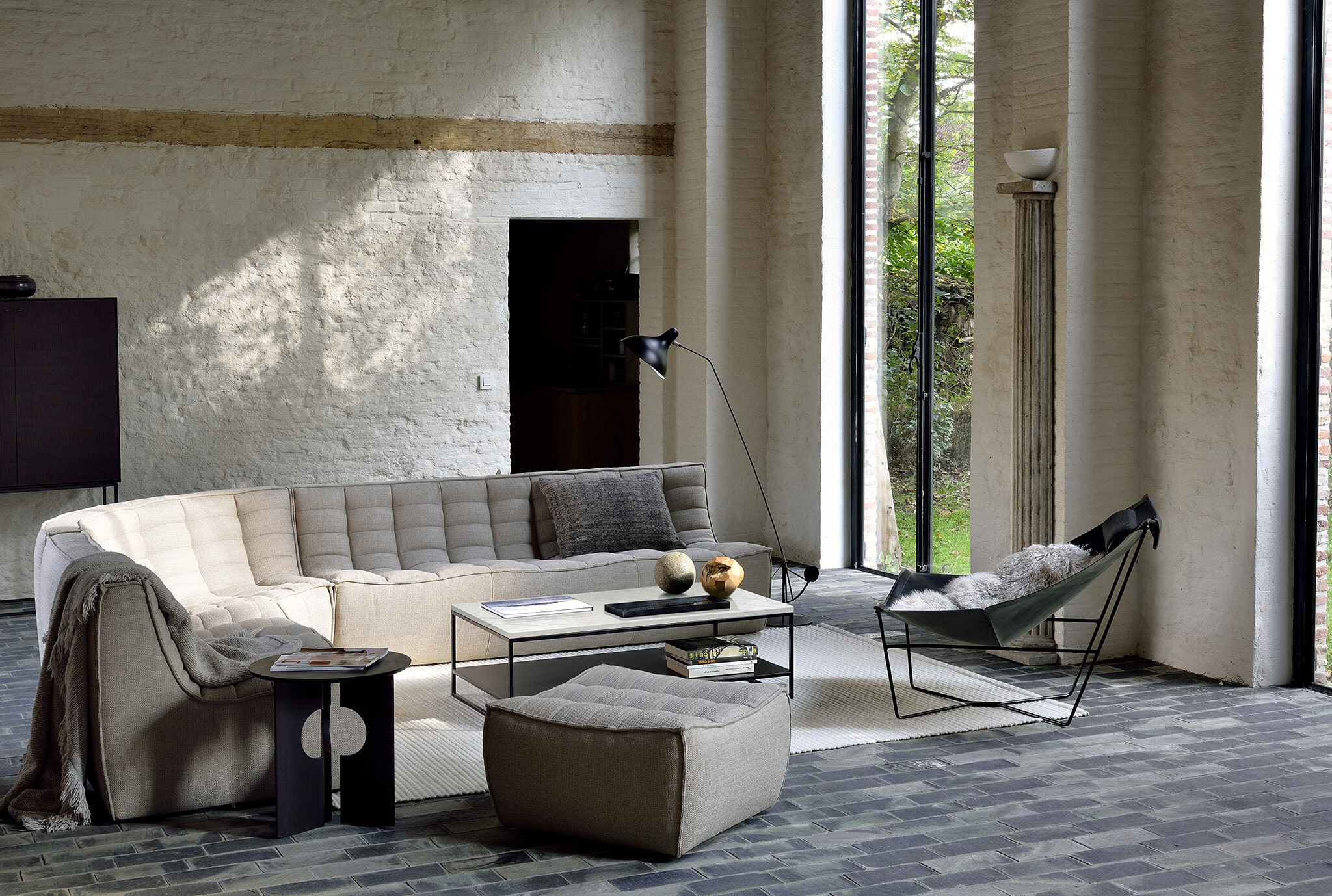 Ethnicraft Hocker 'N701' 70 x 70cm, kleur Beige