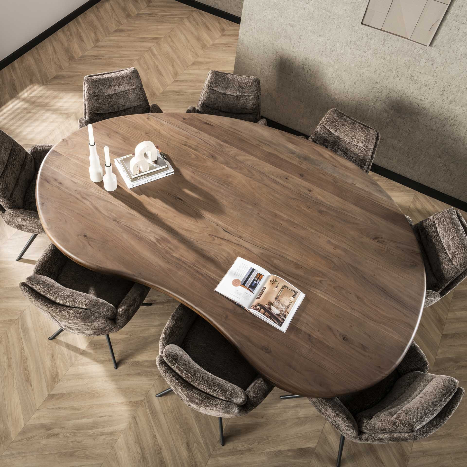 LifestyleFurn Organische Eettafel 'Cortina' Acaciahout, 244 x 165cm