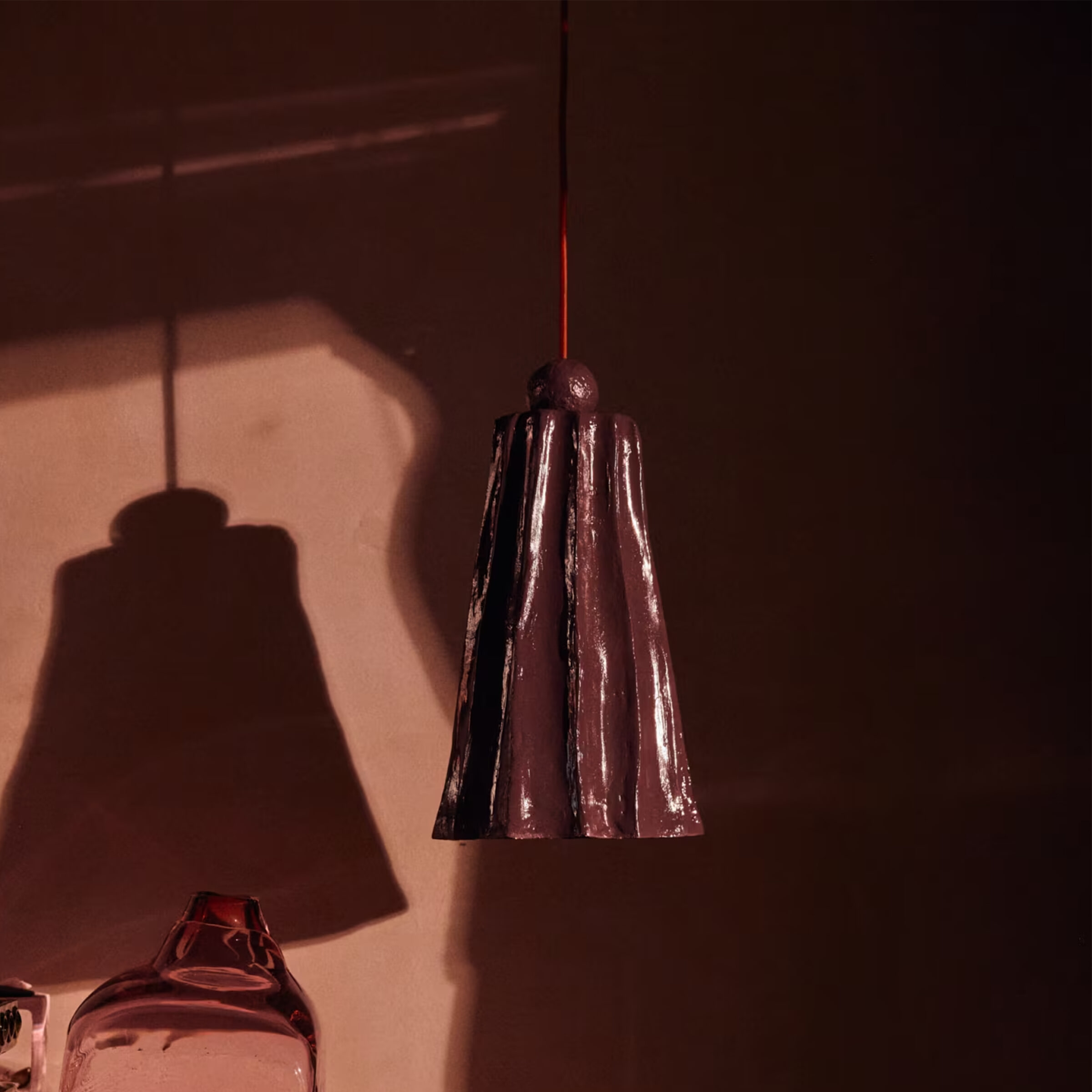 HKliving Hanglamp Flow Cotton mâché - Bordeaux