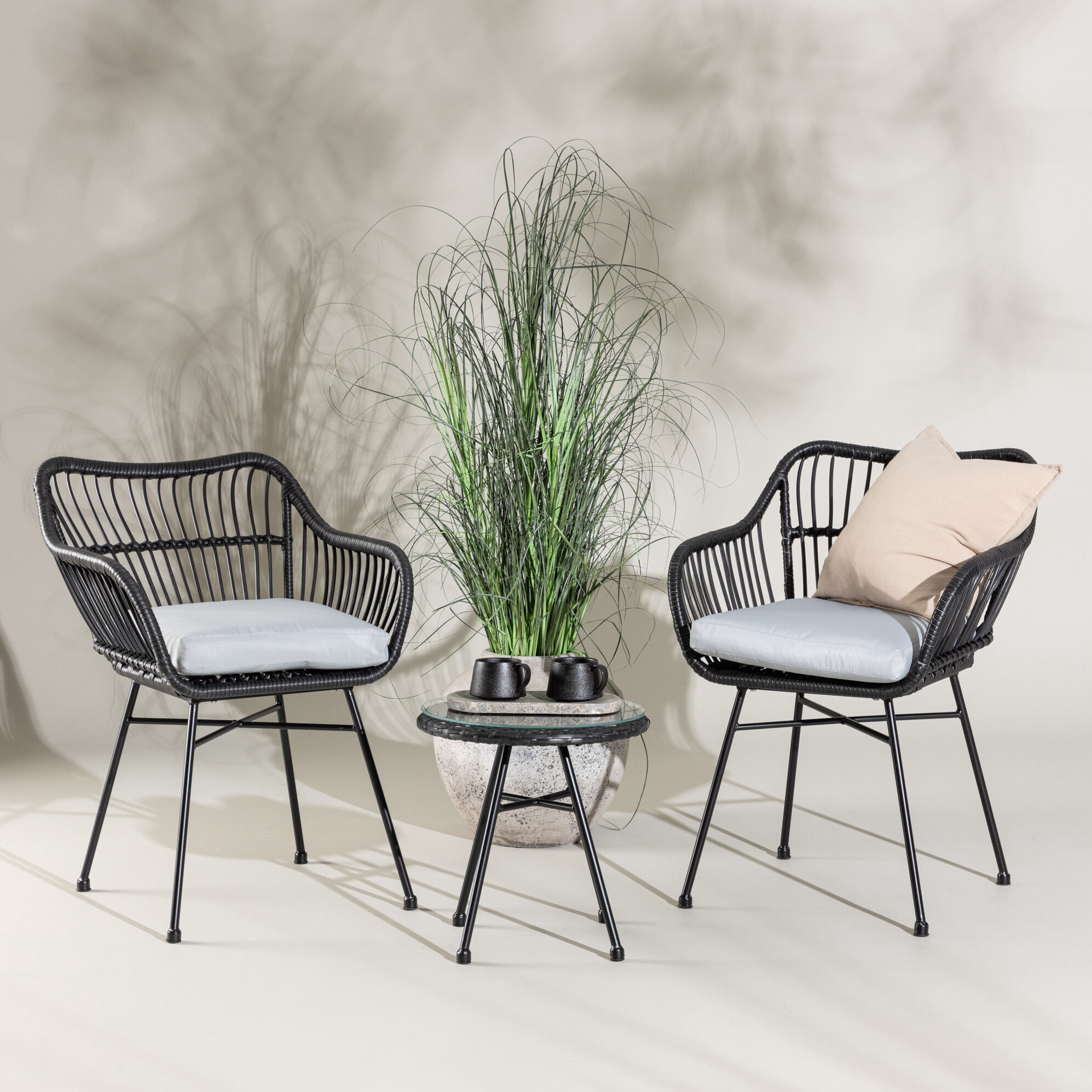 Nohr Loungeset 'Samantah' Met 2 loungestoelen en tafel, kleur Zwart