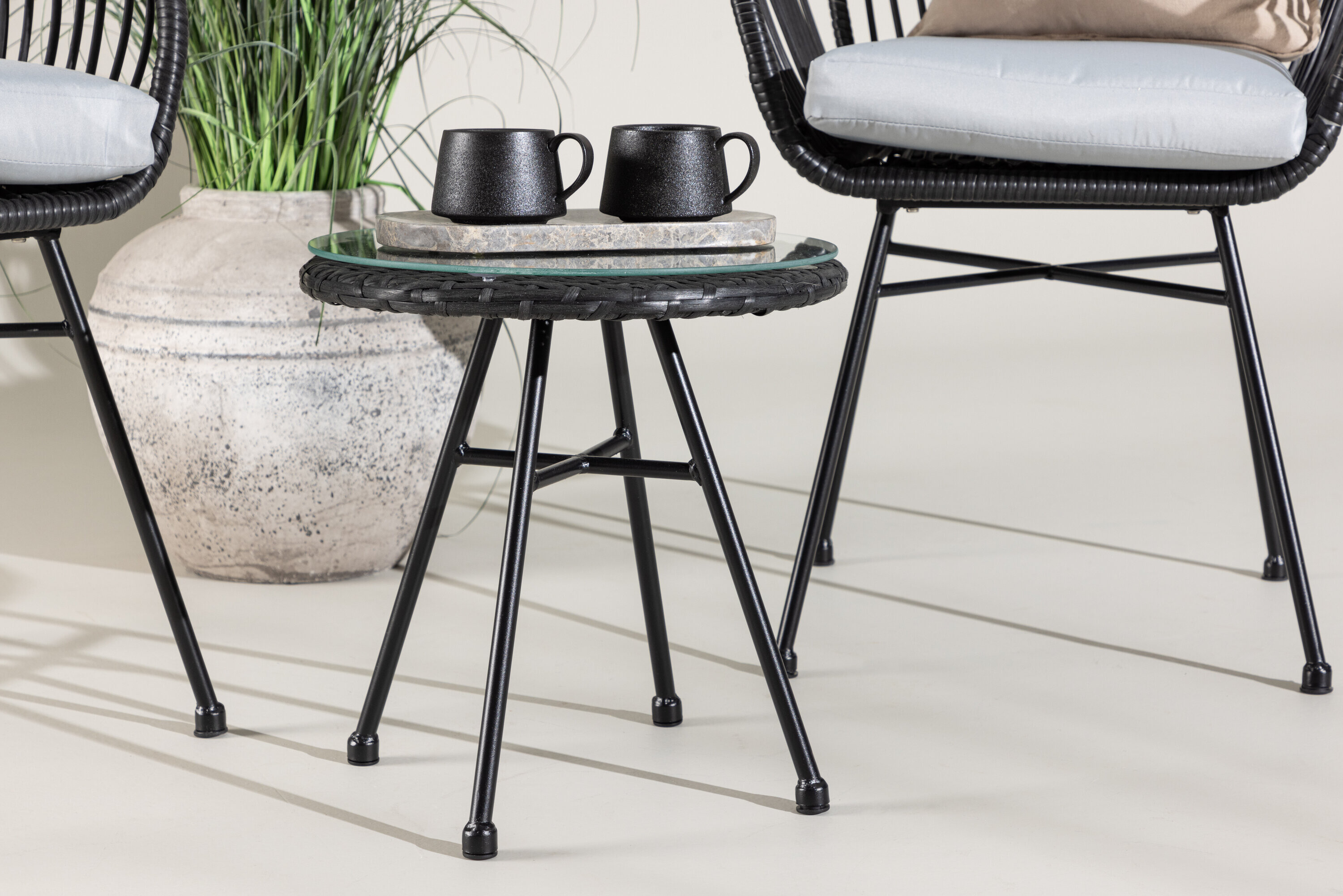 Nohr Loungeset 'Samantah' Met 2 loungestoelen en tafel, kleur Zwart