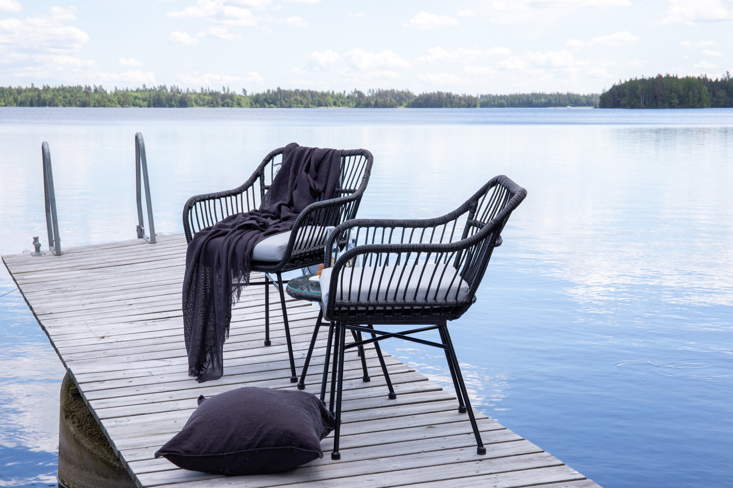 Nohr Loungeset 'Samantah' Met 2 loungestoelen en tafel, kleur Zwart