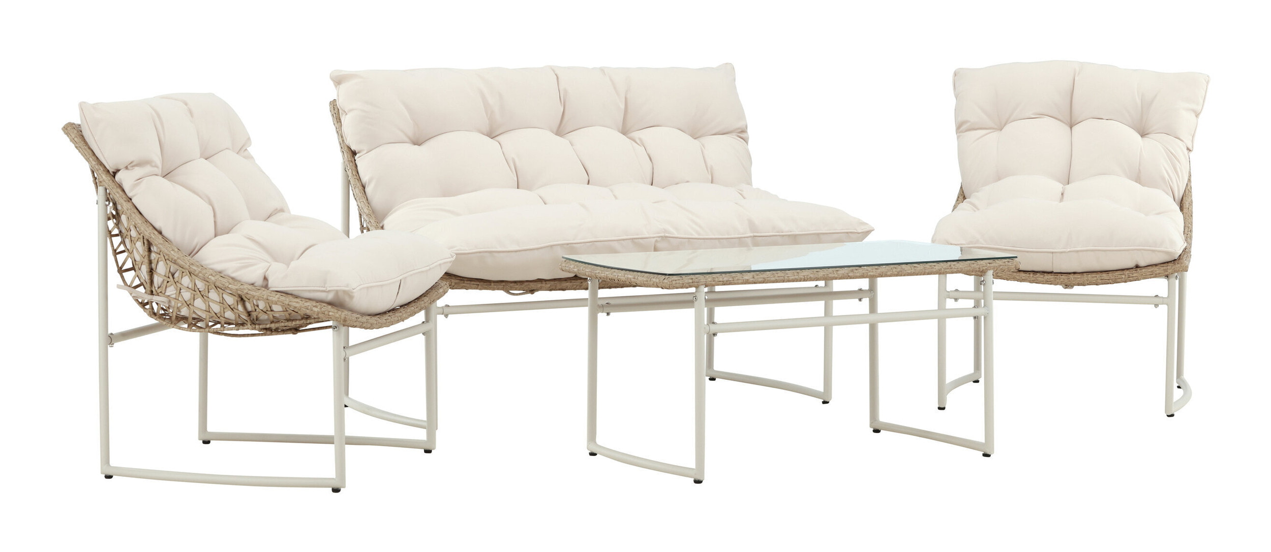 Nohr Loungeset 'Ingo' Met bank, 2 loungestoelen en tafel, kleur Beige