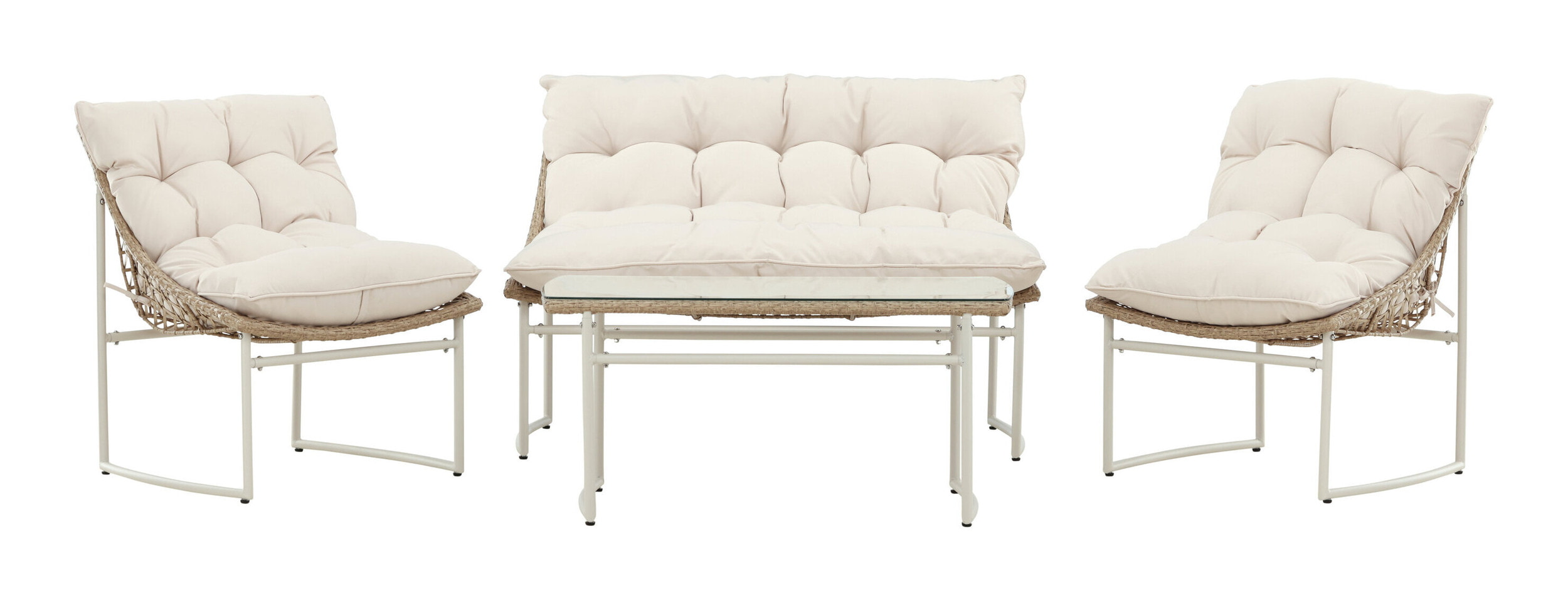 Nohr Loungeset 'Ingo' Met bank, 2 loungestoelen en tafel, kleur Beige