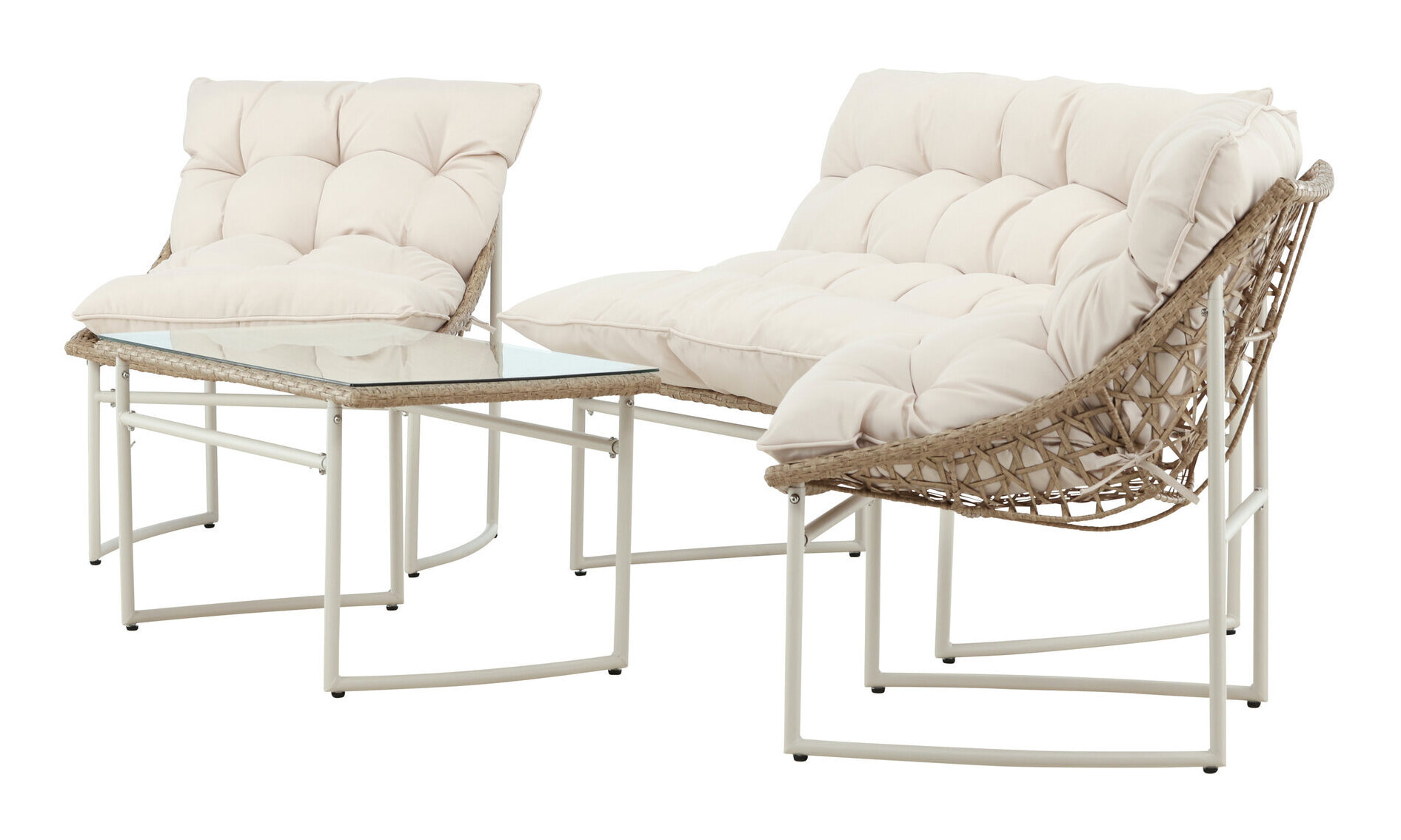 Nohr Loungeset 'Ingo' Met bank, 2 loungestoelen en tafel, kleur Beige