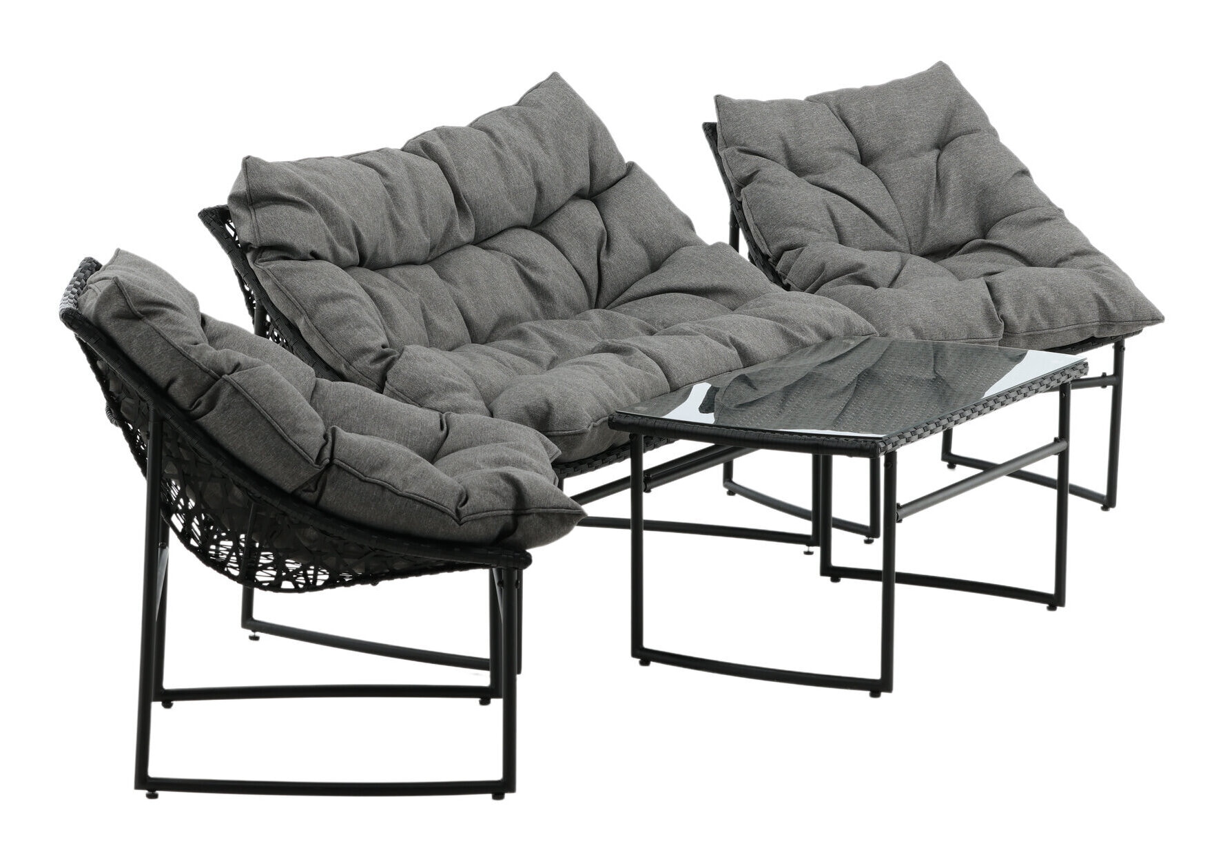 Nohr Loungeset 'Ingo' Met bank, 2 loungestoelen en tafel, kleur Zwart, foto 5