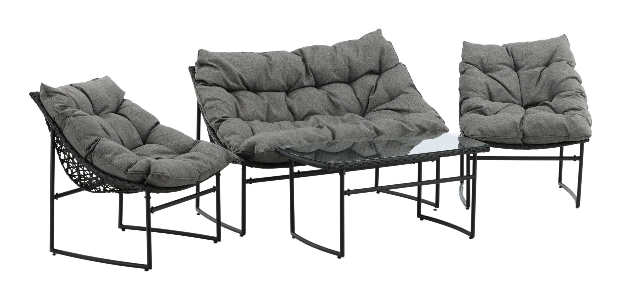 Nohr Loungeset 'Ingo' Met bank, 2 loungestoelen en tafel, kleur Zwart, foto 4