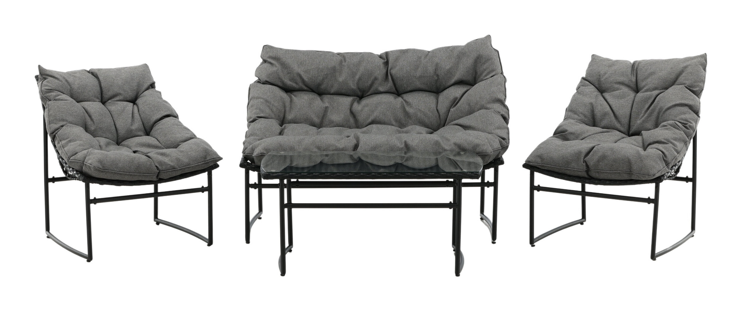 Nohr Loungeset 'Ingo' Met bank, 2 loungestoelen en tafel, kleur Zwart, foto 2