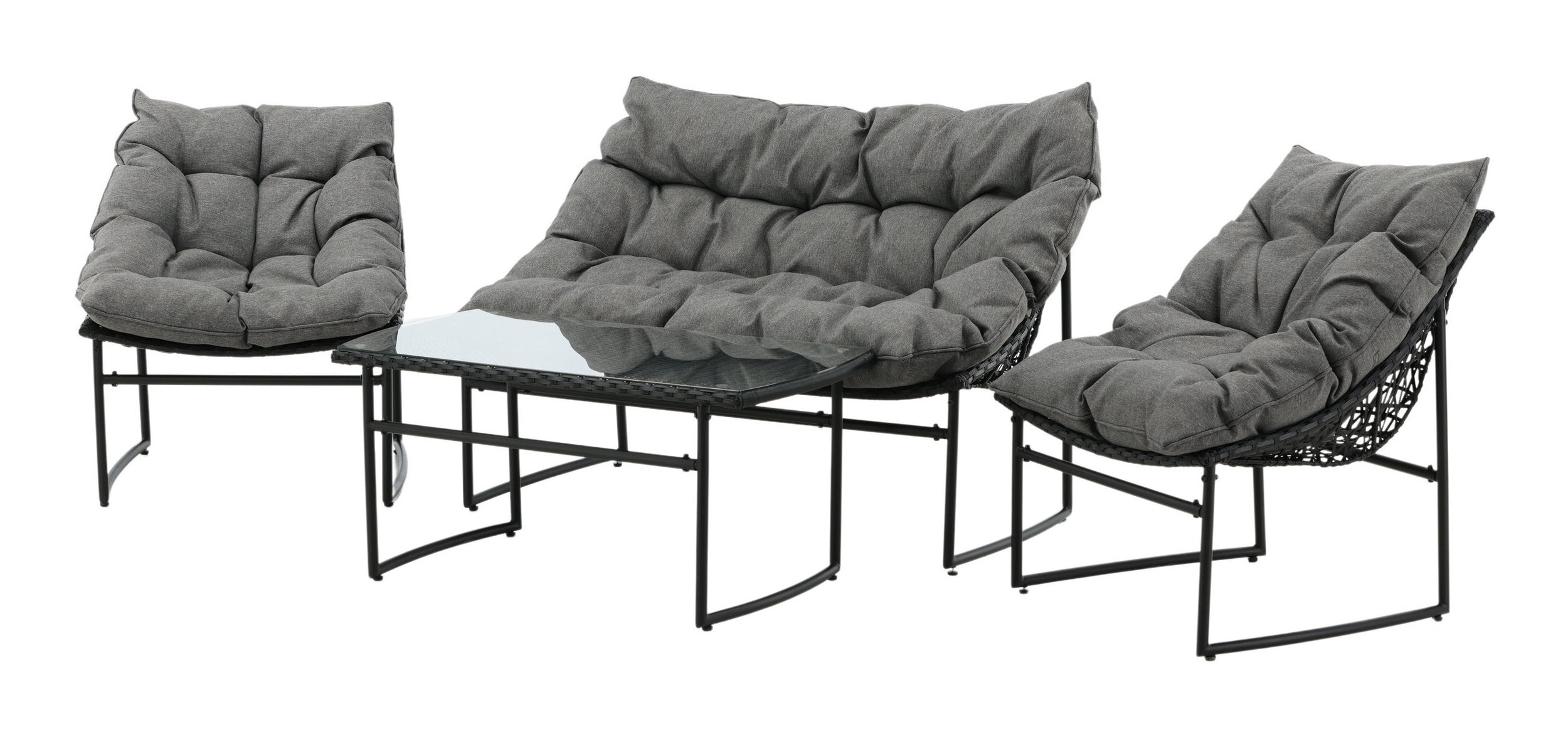 Nohr Loungeset 'Ingo' Met bank, 2 loungestoelen en tafel, kleur Zwart, foto 3