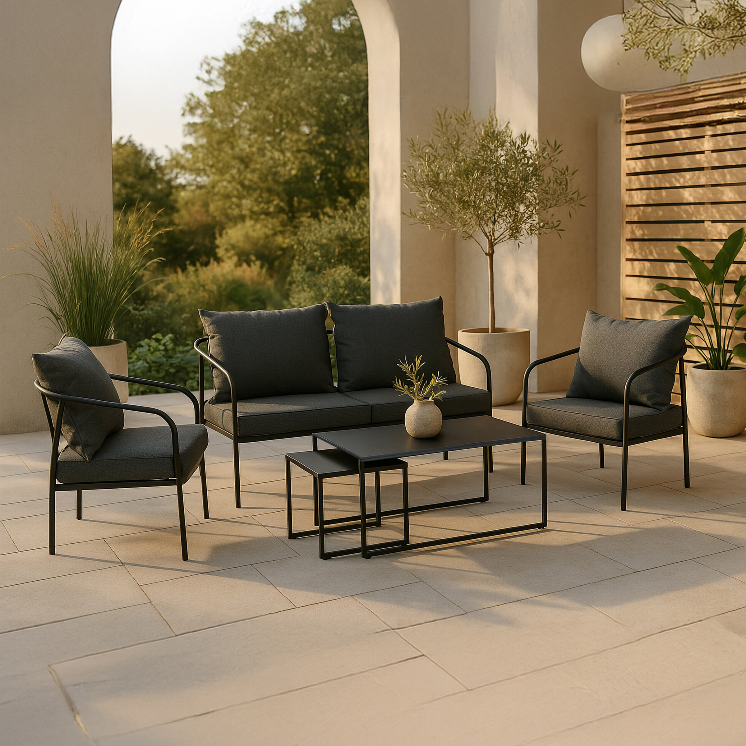 Nohr Loungeset 'Rebeccah' Met bank, 2 loungestoelen en 2 tafels