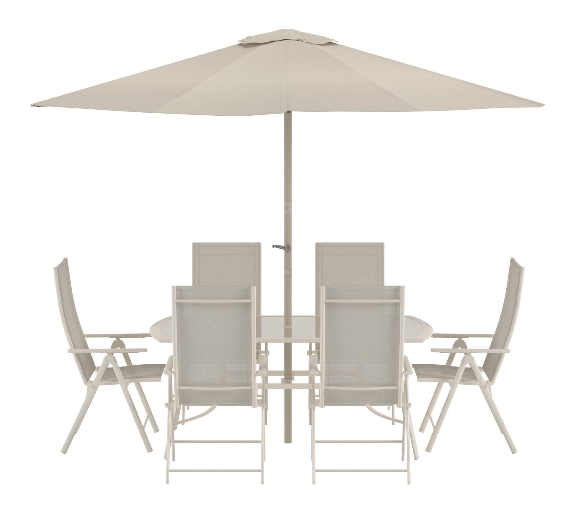 Nohr Outdoor Diningset 'Rosemary' Met parasol, kleur Beige