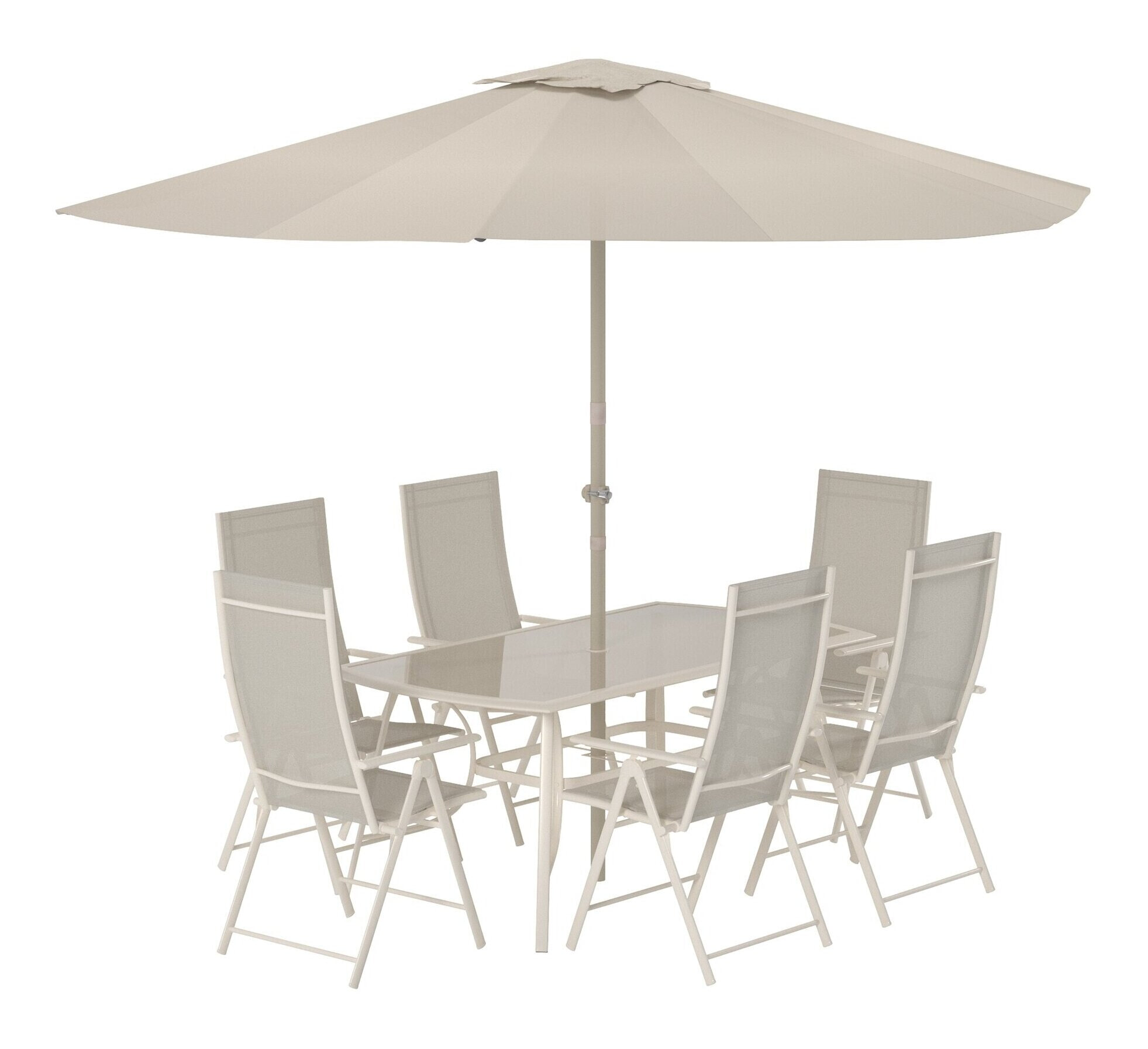 Nohr Outdoor Diningset 'Rosemary' Met parasol, kleur Beige