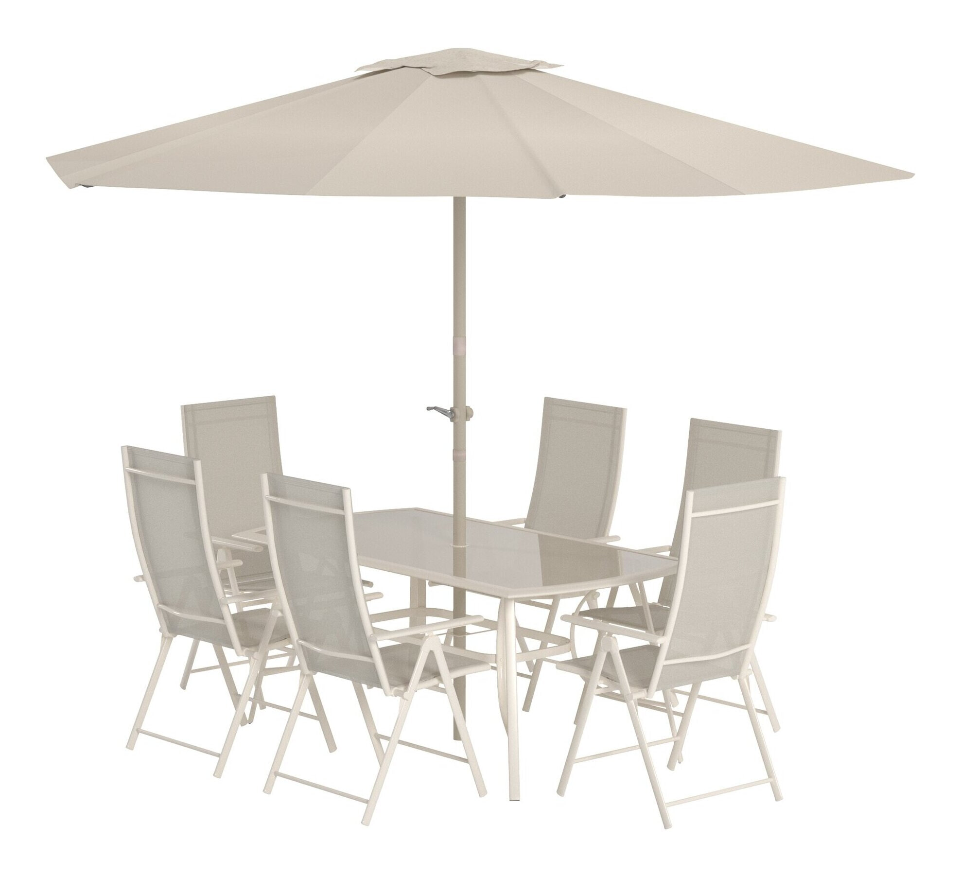 Nohr Outdoor Diningset 'Rosemary' Met parasol, kleur Beige