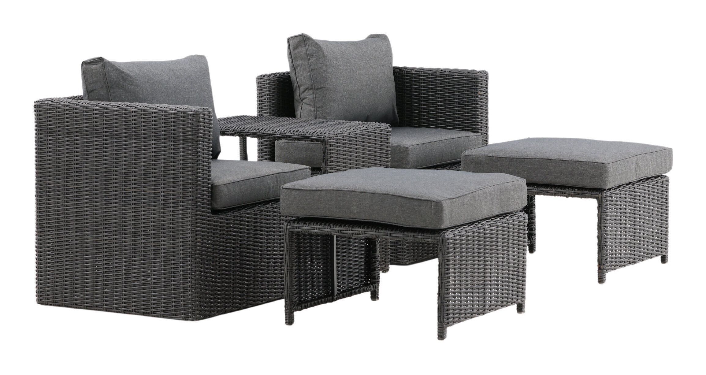 Nohr Loungeset 'Valari' 2 loungestoelen, hockers en tafel