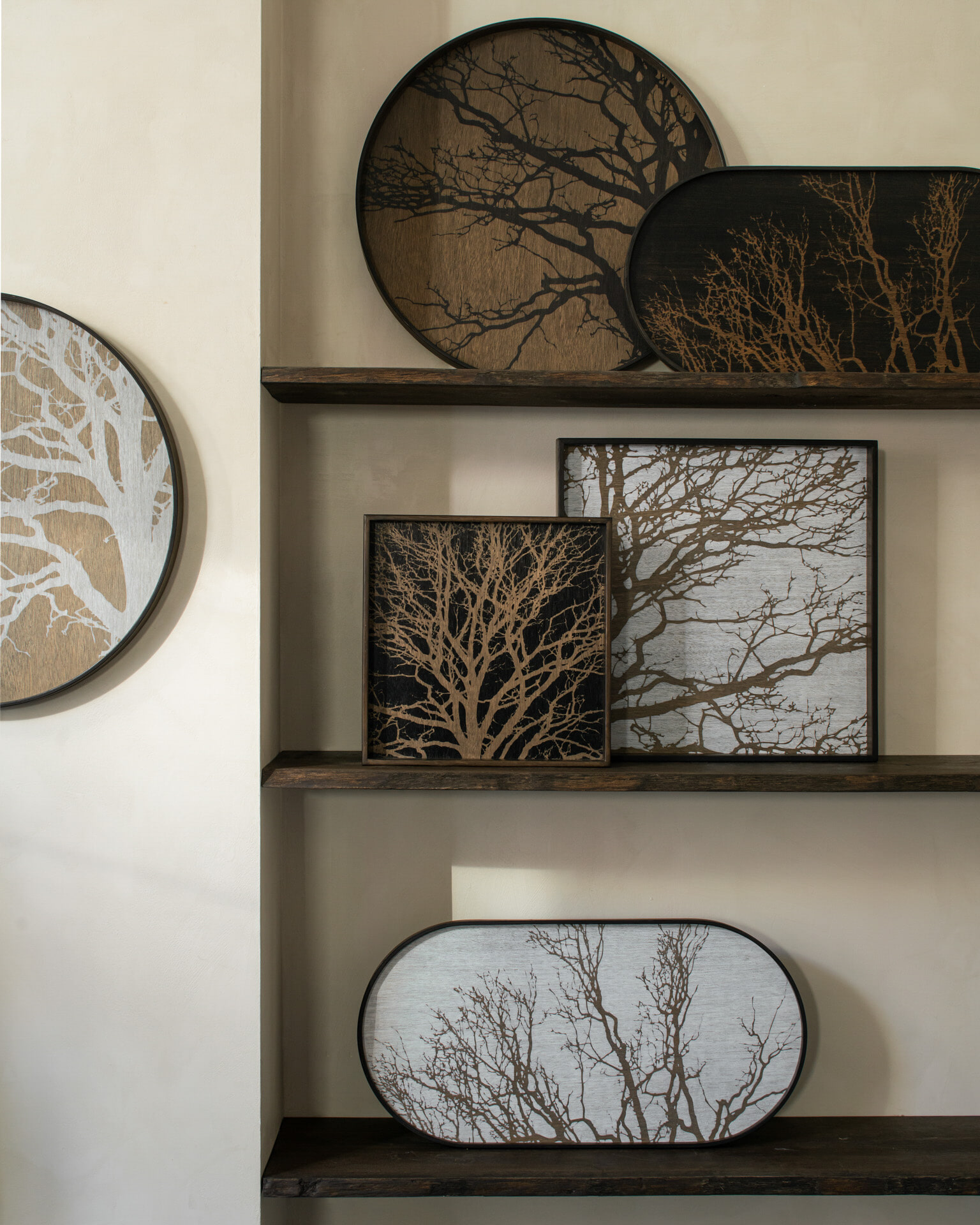 Ethnicraft Rond Dienblad 'White Tree' 61cm, kleur Wit